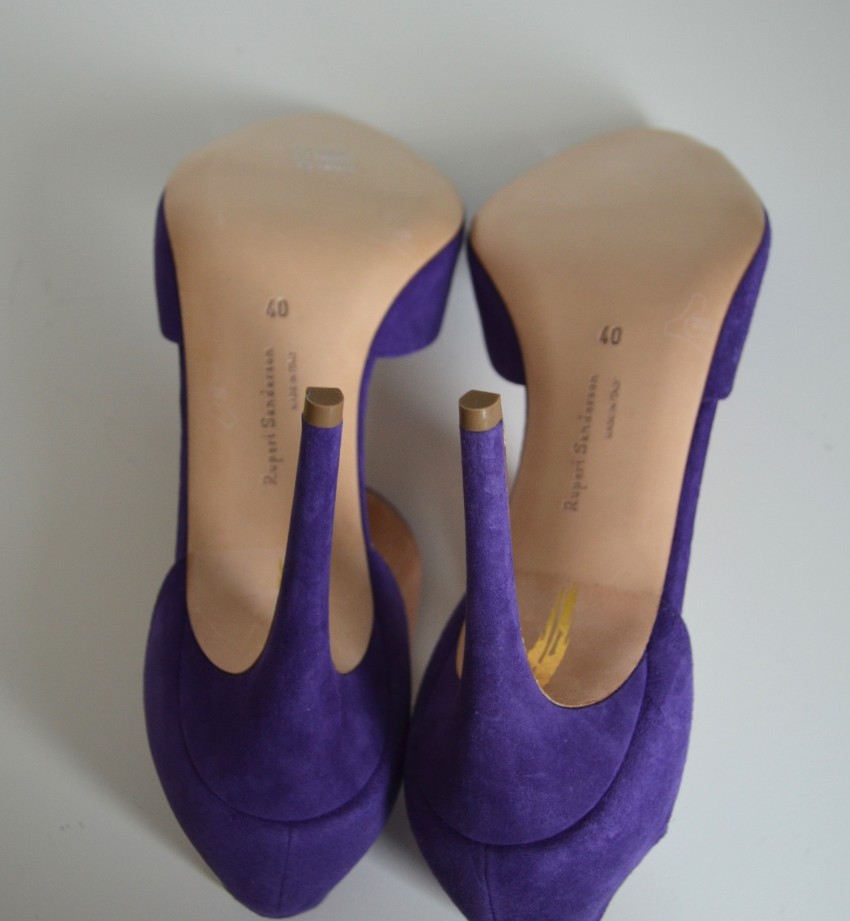 Rupert Sanderson Telita Suede Purple Sandals Size 40