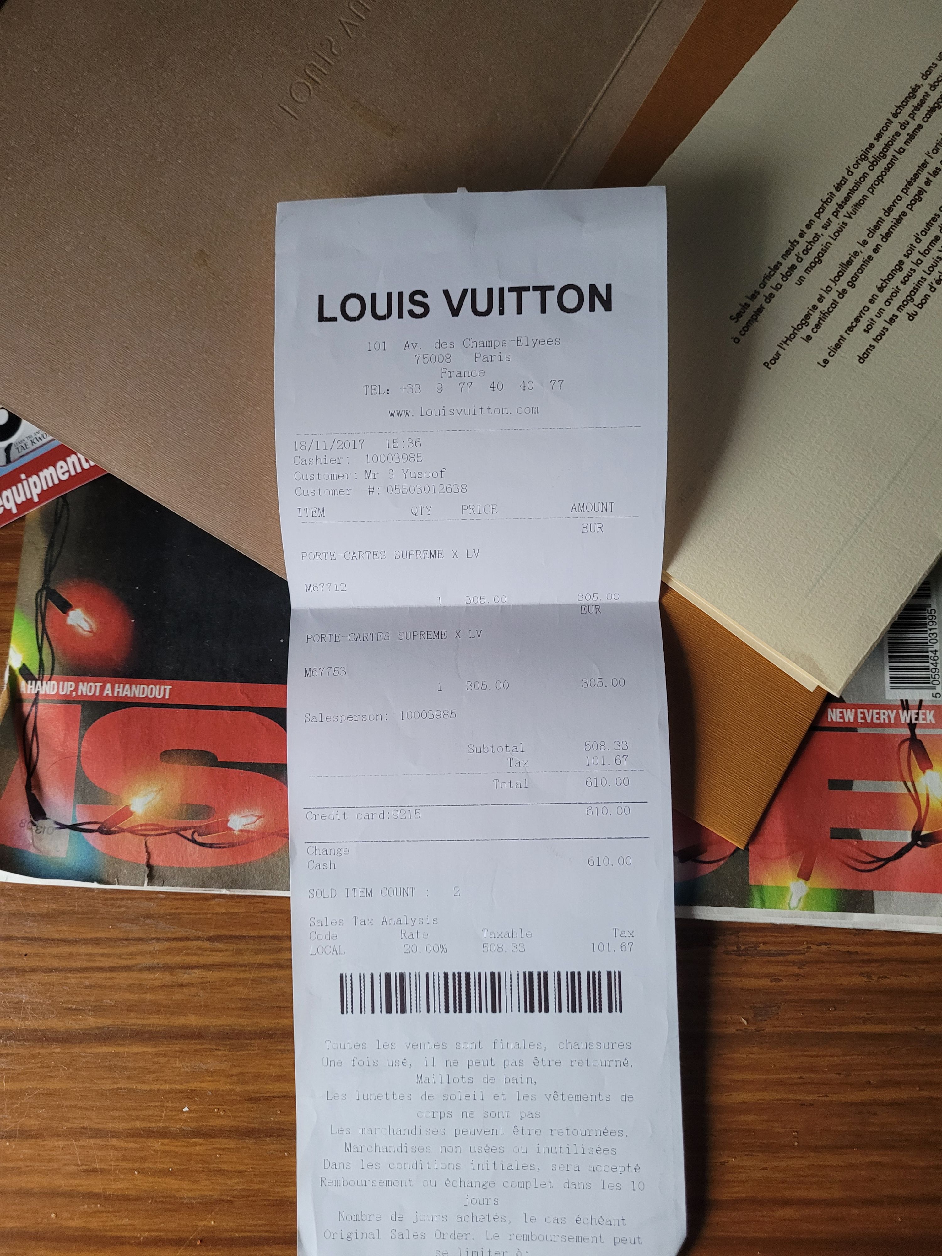 Louis Vuitton Supreme x LV Porte-Cartes Red leather