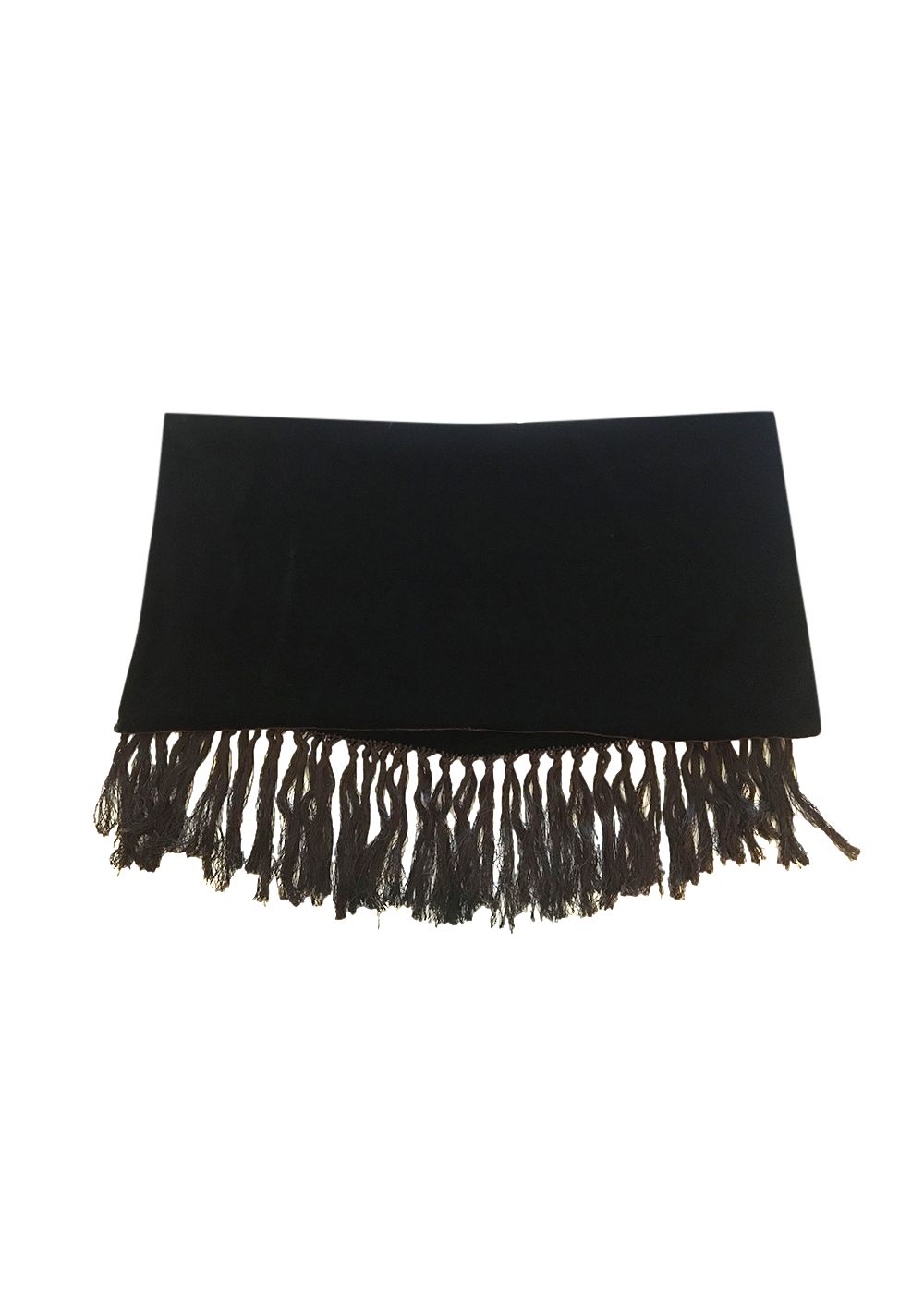 Preowned Loro Piana Black Velvet Fringed Shawl Size XL silk/viscose