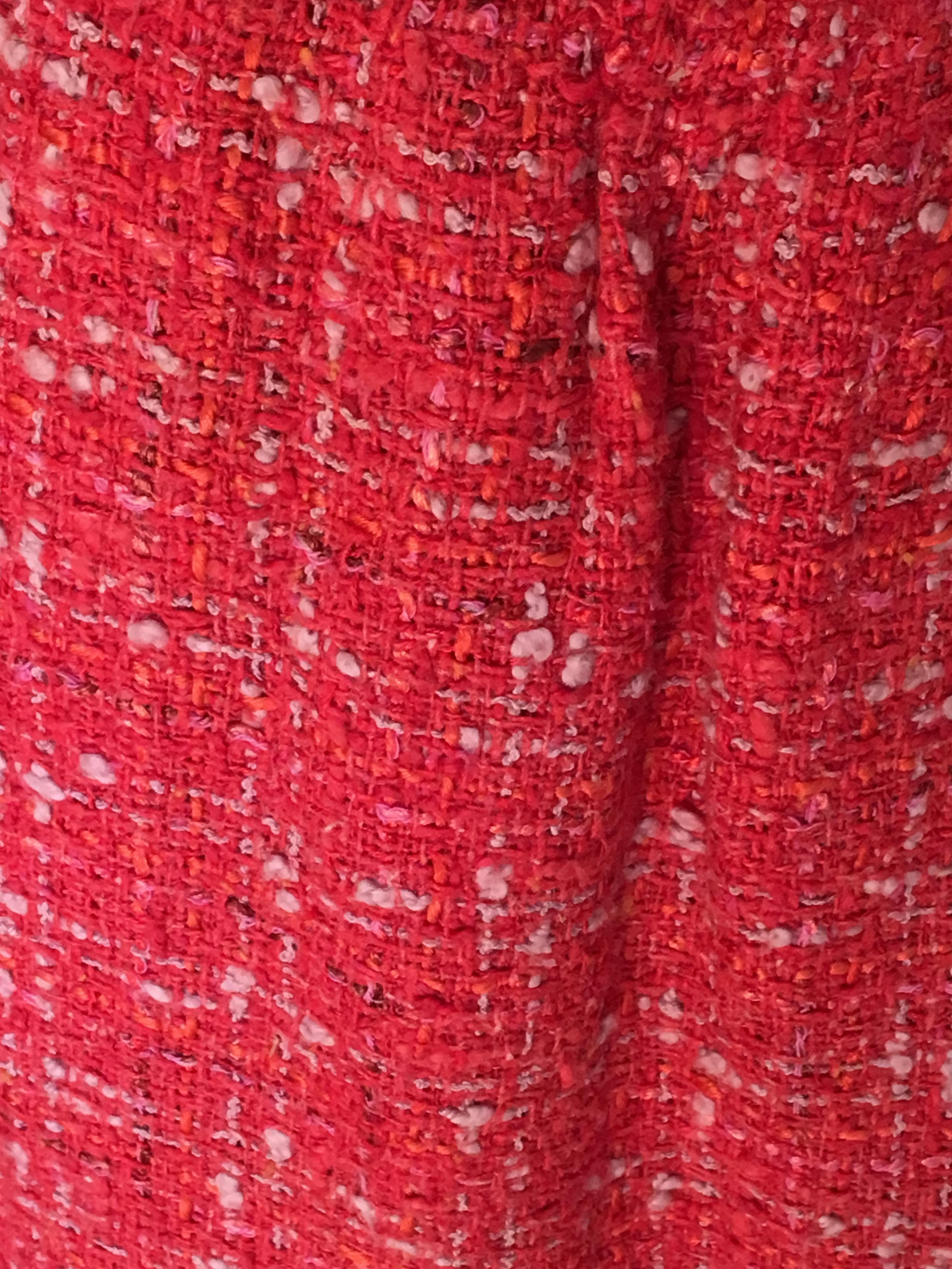 Preowned Chanel Red Tweed Boucle Skirt Size S Pink cotton