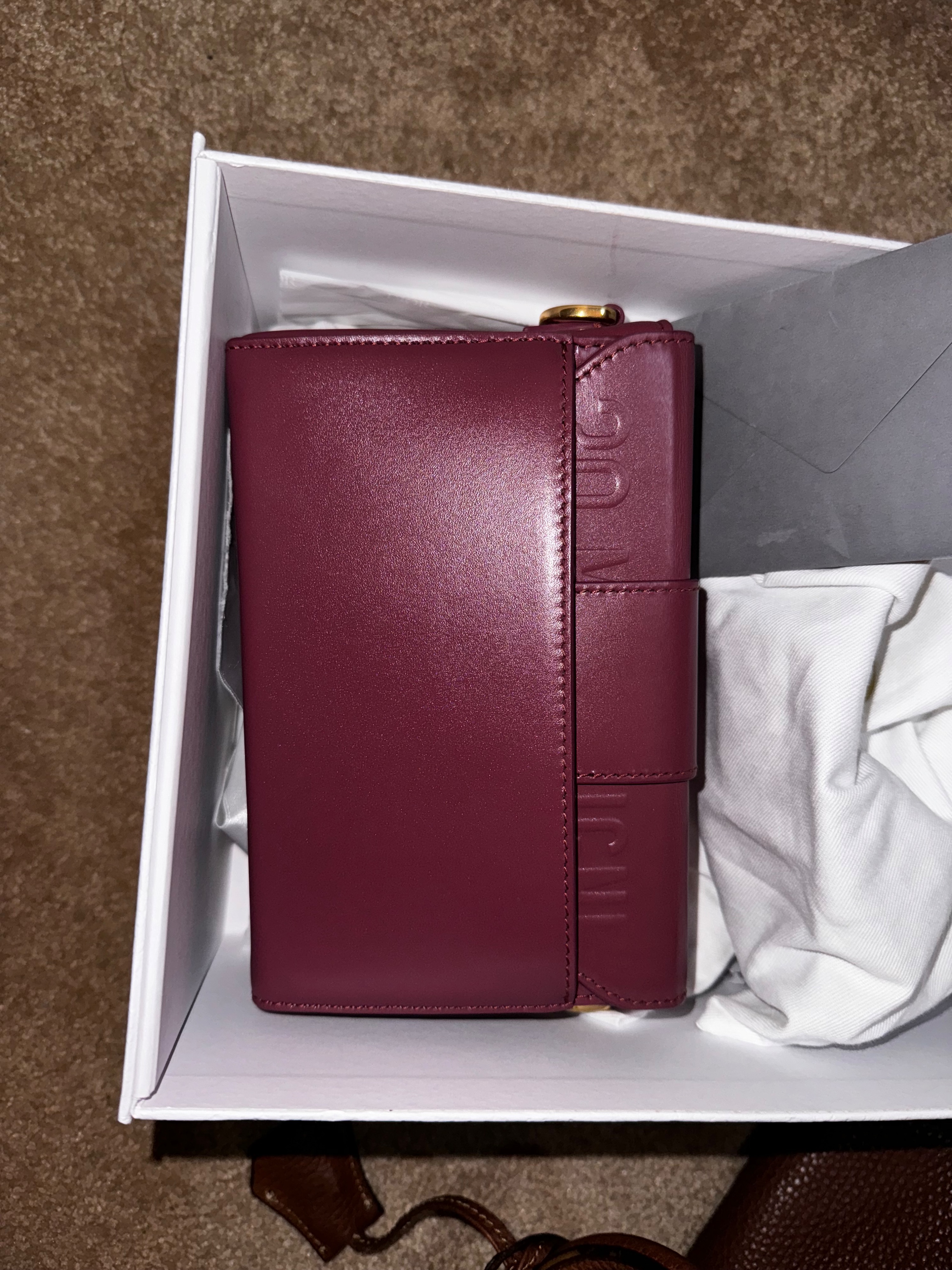 Preowned Dior Burgundy 30 Montaigne Box Bag Size 175 leather