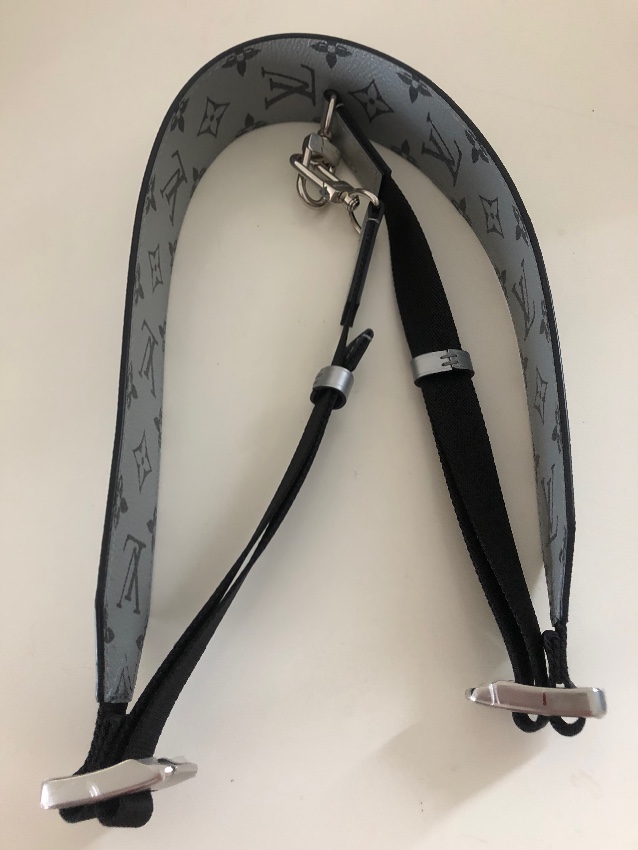 Preowned Louis Vuitton Silver  Black Keepall Shoulder Strap leather