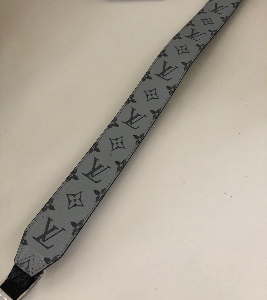 Preowned Louis Vuitton Silver  Black Keepall Shoulder Strap leather