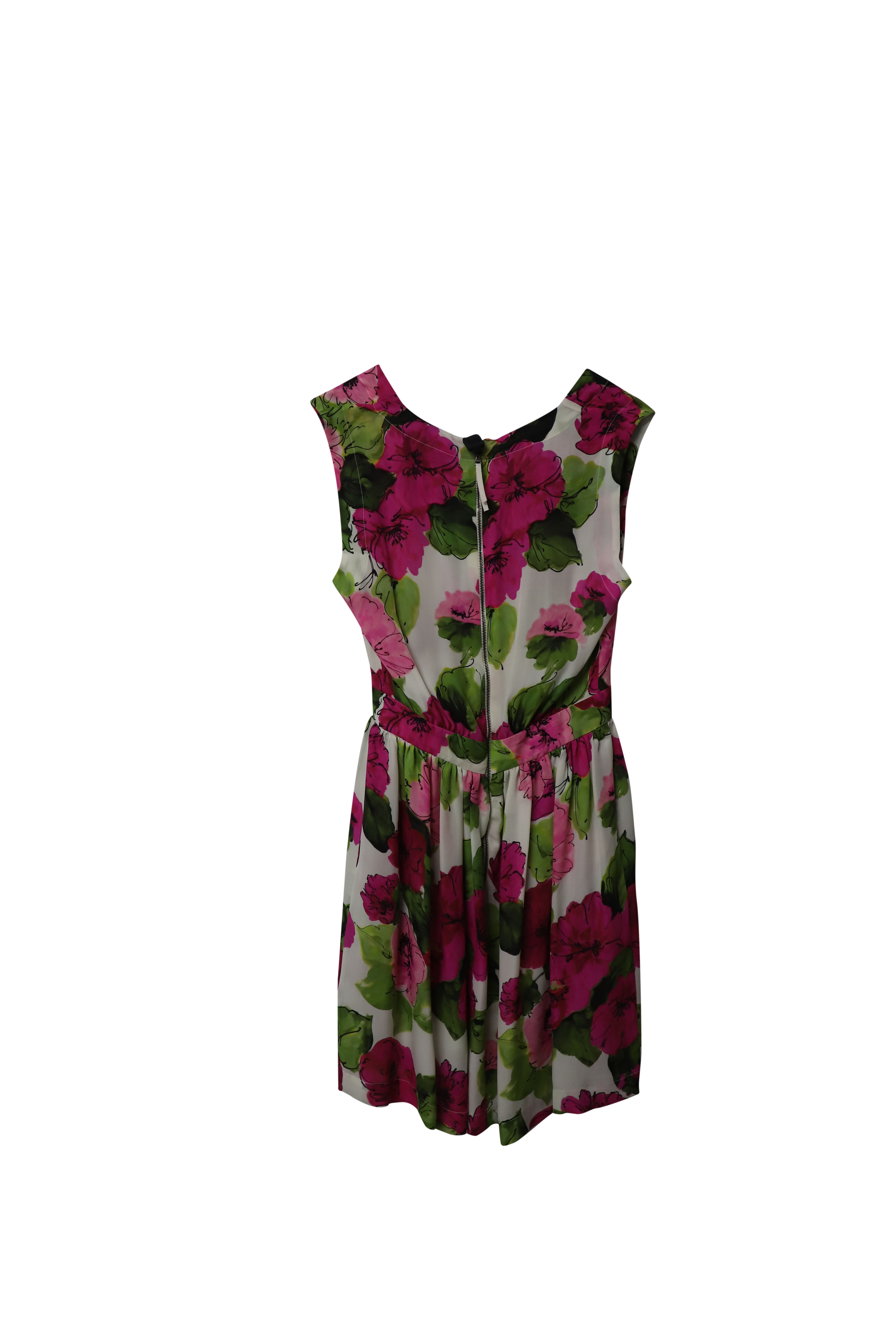 Preowned Dolce  Gabbana Pink  Green Silk Floral Mini Dress Size S multicolor