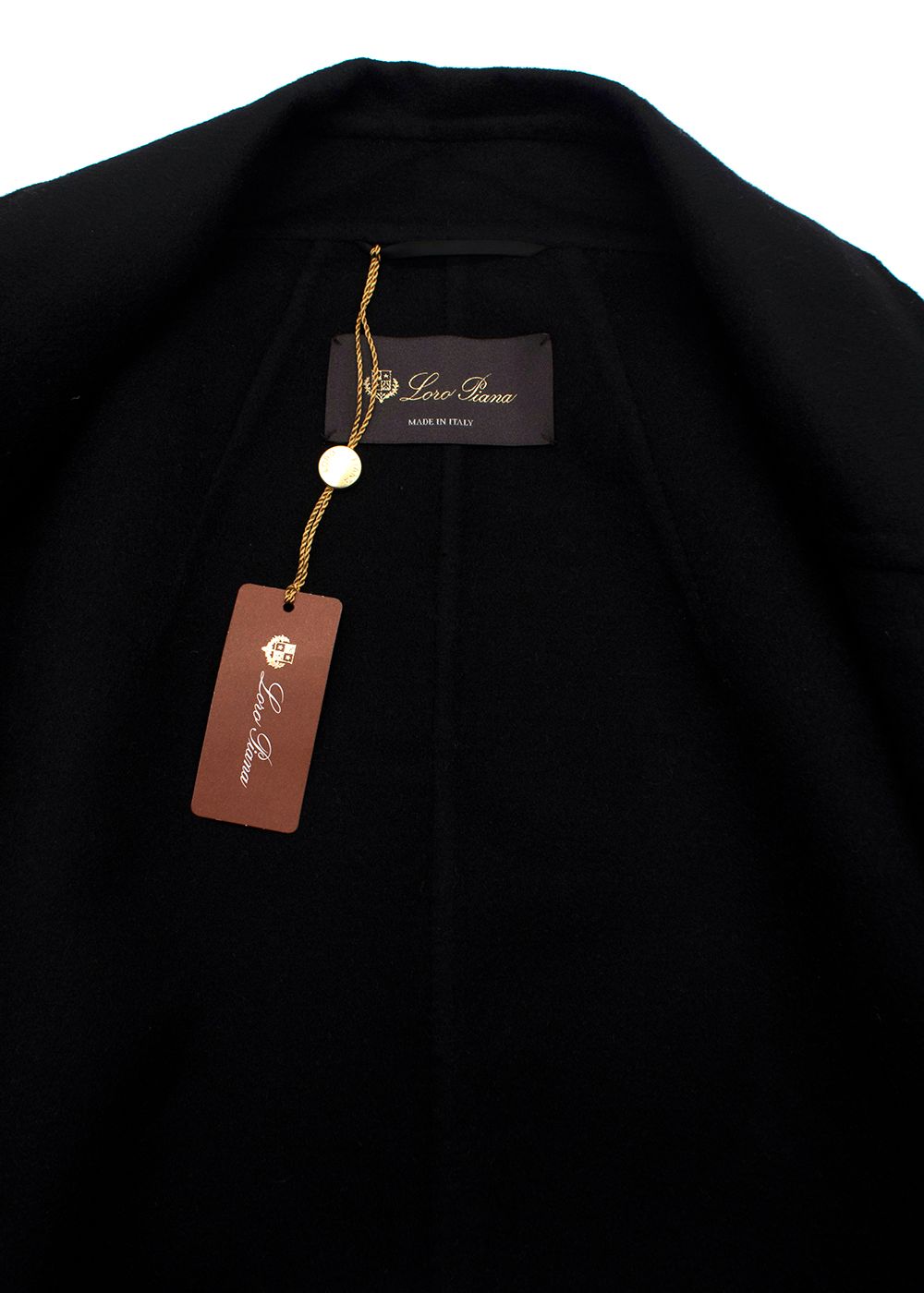 Men's Loro Piana Black Single Breasted Cashmere Coat Size XL