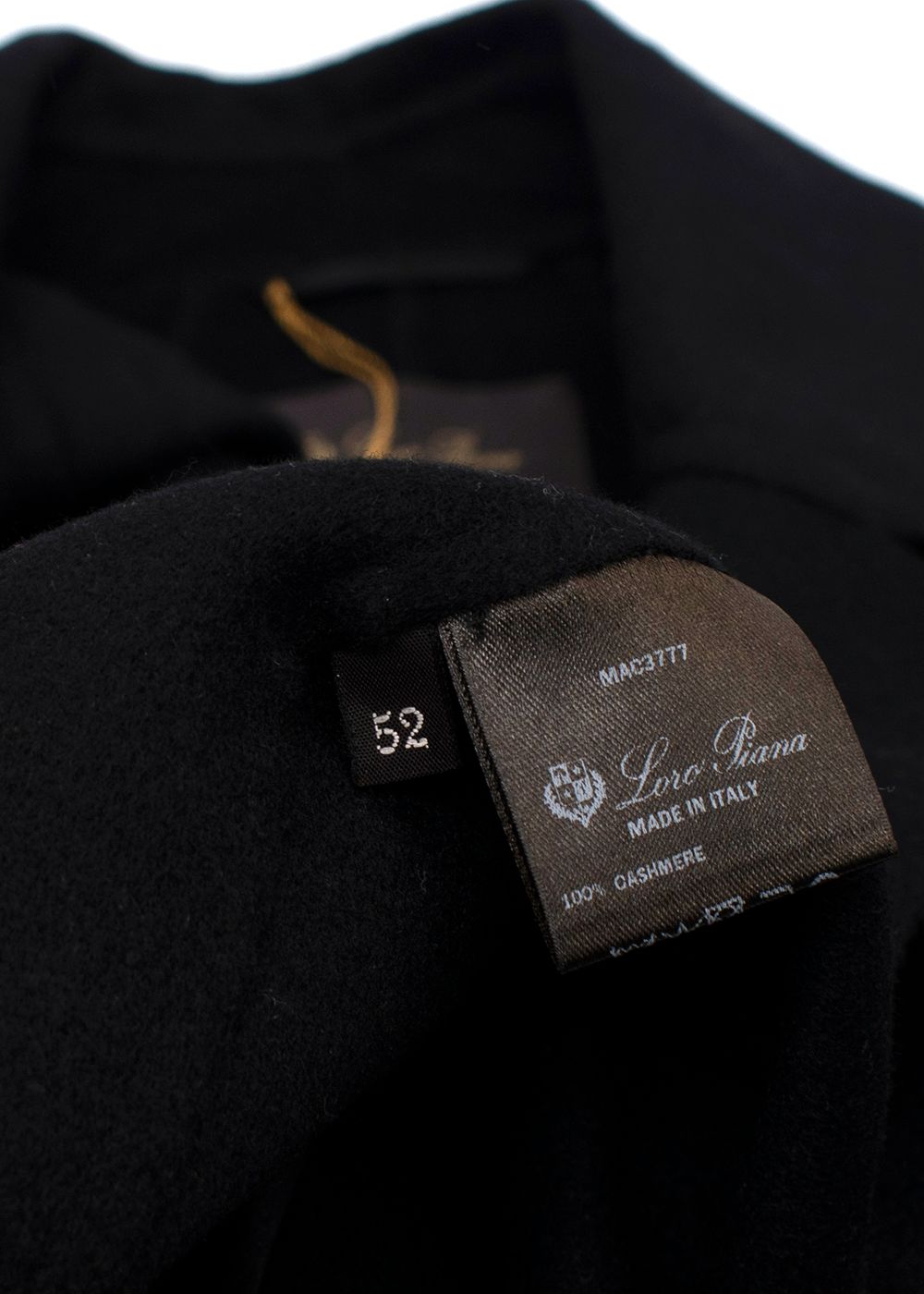 Men's Loro Piana Black Single Breasted Cashmere Coat Size XL