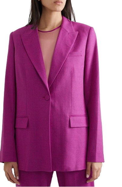 Roksanda Purple Antalya Wool Single Breasted Blazer Size L Fuschia virgin wool