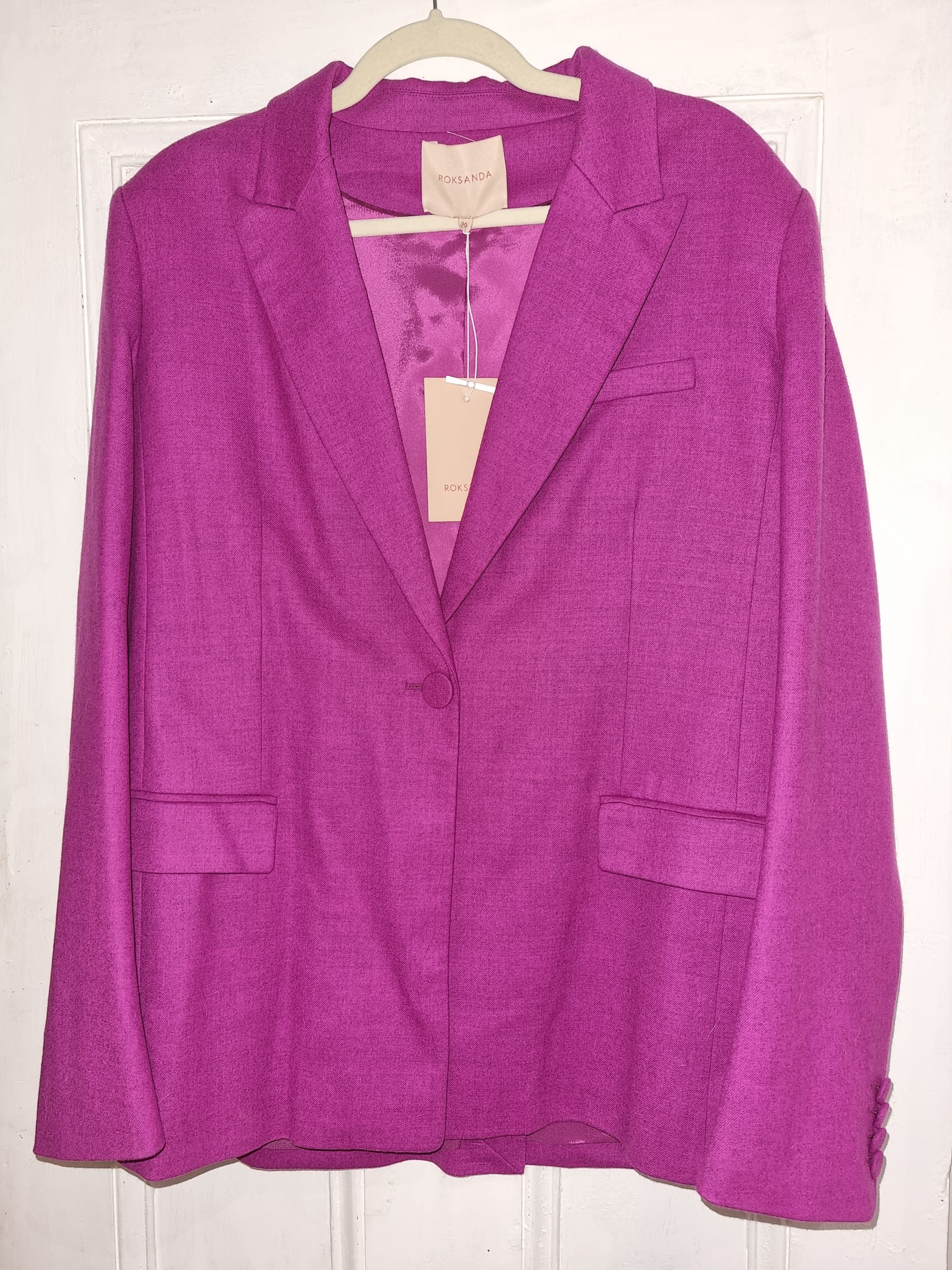 Roksanda Purple Antalya Wool Single Breasted Blazer Size L Fuschia virgin wool