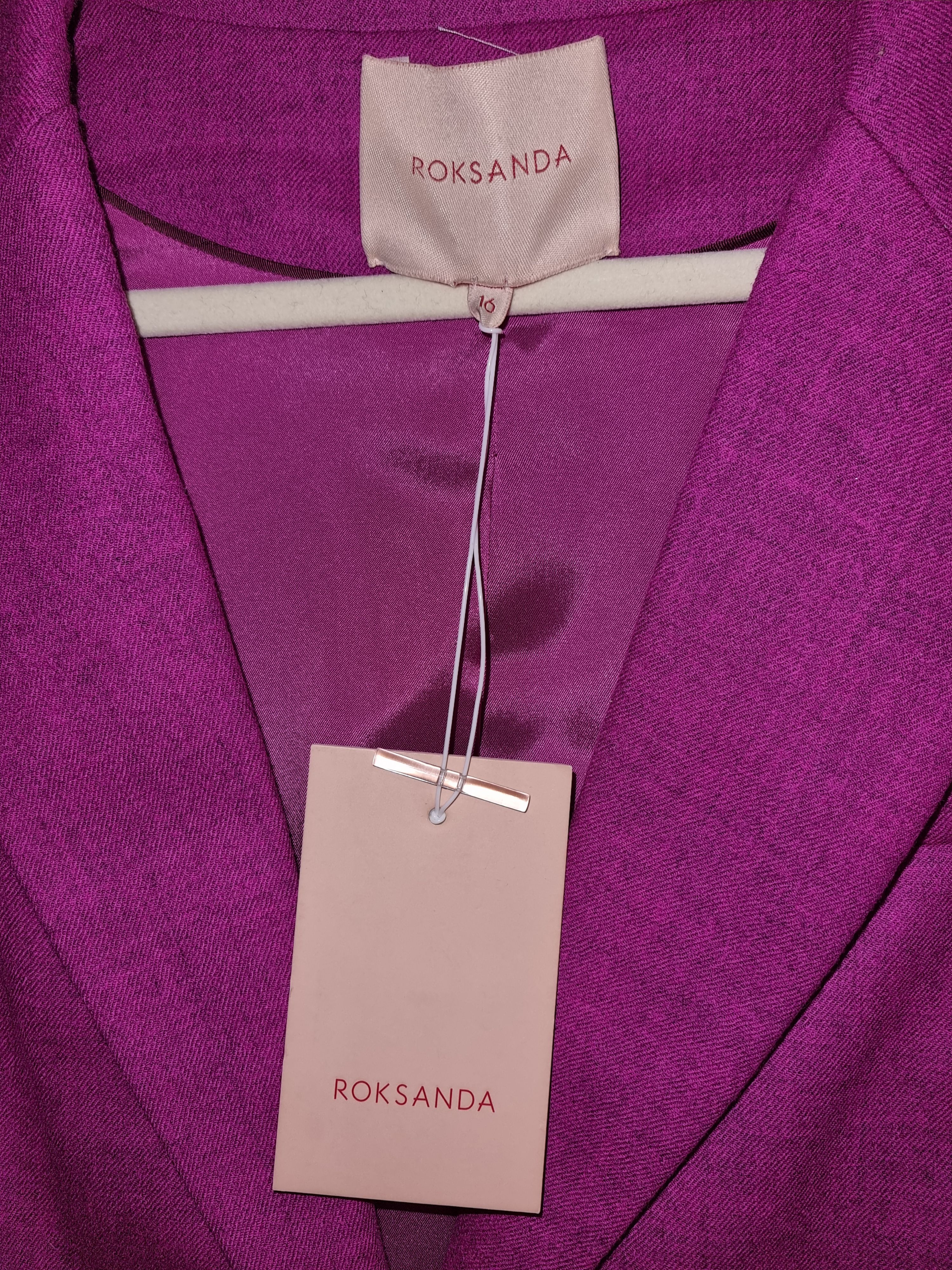 Roksanda Purple Antalya Wool Single Breasted Blazer Size L Fuschia virgin wool