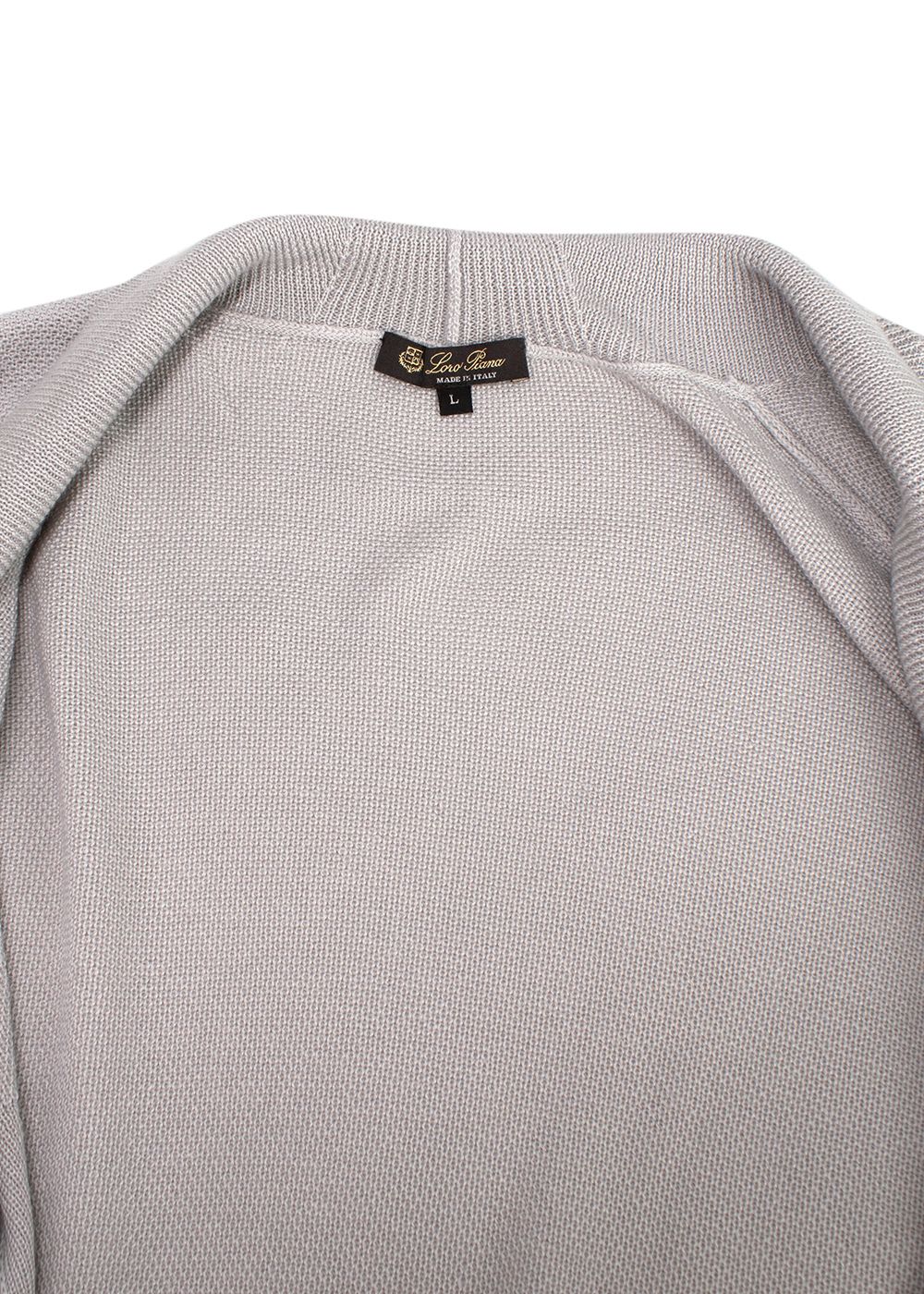 Loro Piana Light Grey Cashmere and Silk Blend Cardigan Size L