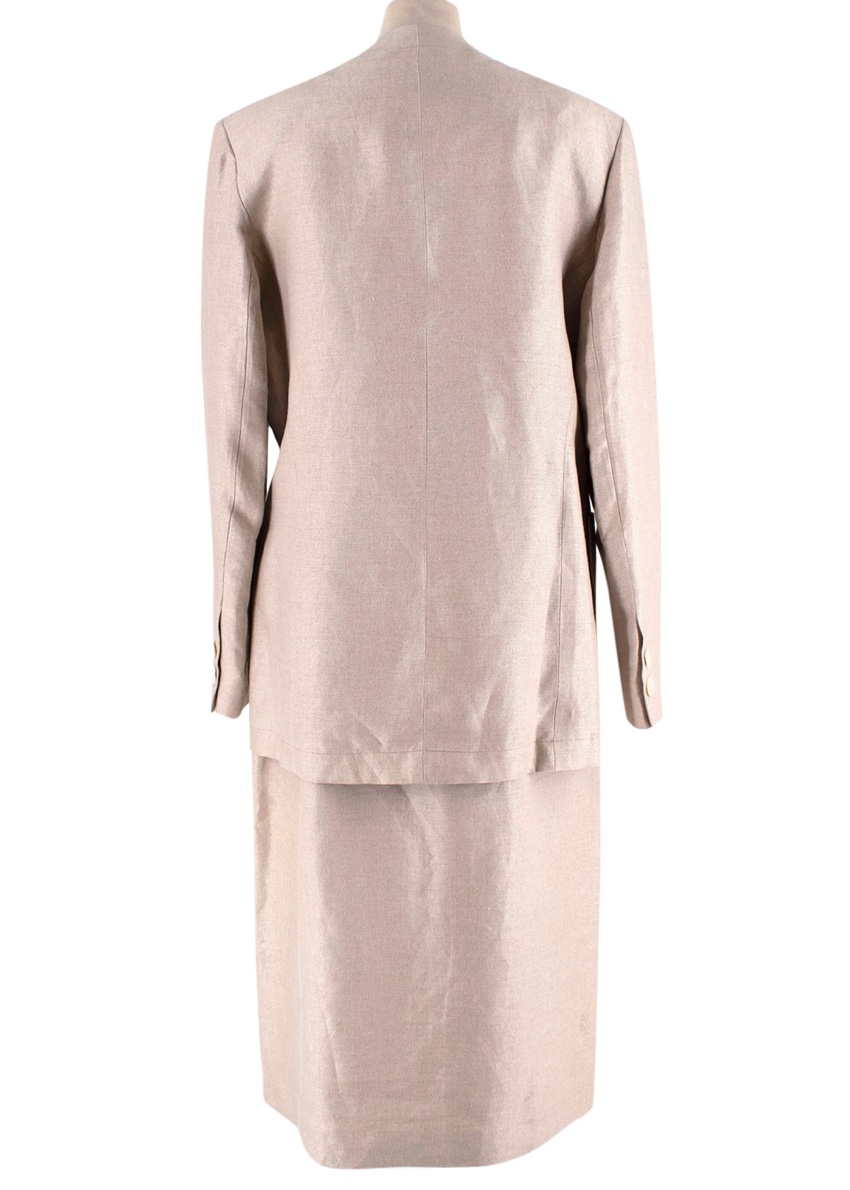 Preowned Loewe Beige Linen Vintage Skirt Suit Size XL Beige/Nude