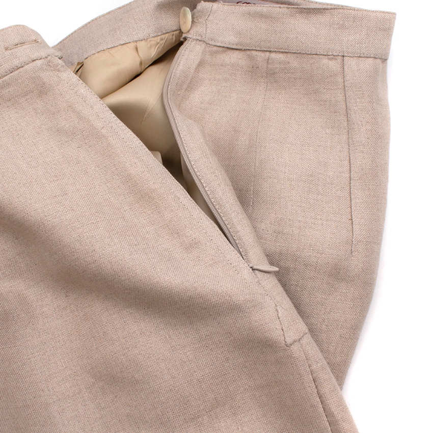 Preowned Loewe Beige Linen Vintage Skirt Suit Size XL Beige/Nude