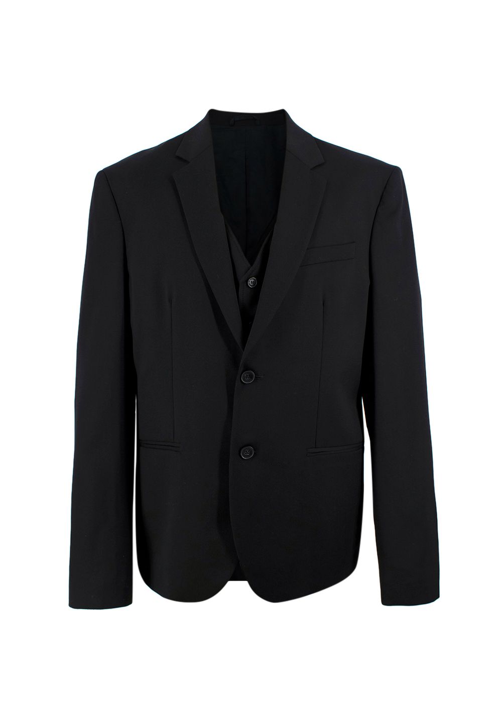 Men's Pierre Balmain Black Wool Blazer with Waistcoat Size XXL wool/elastane