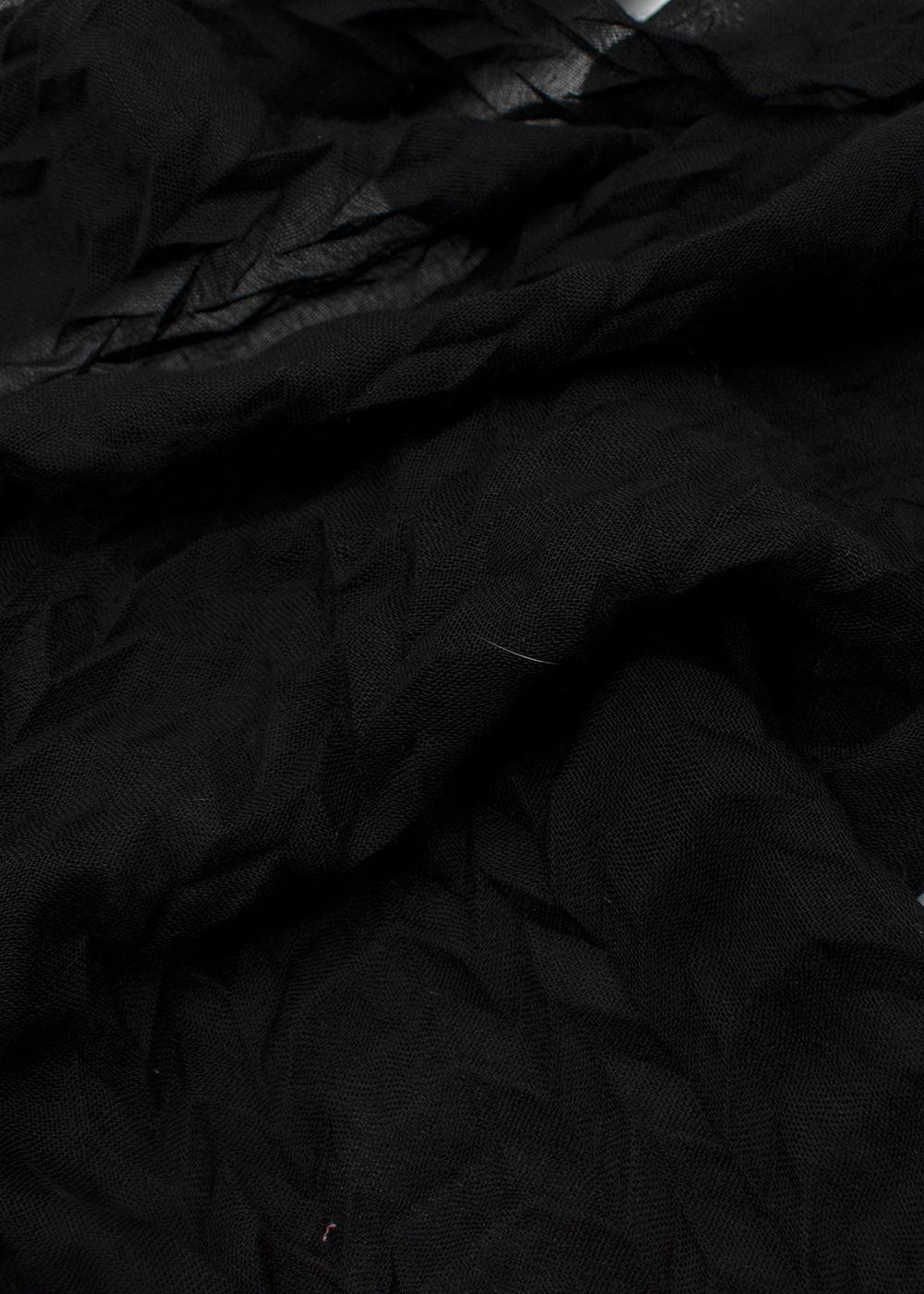 Preowned Agnona Zig Zag Pleat Black Silk Scarf