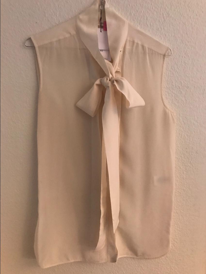 Preowned Celine pussy bow silk blouse Size S Beige/Nude