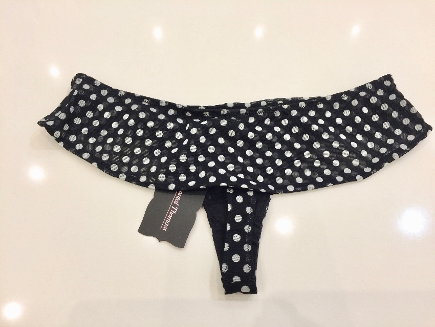 Chantal Thomass Polka-Dot Tulle Pad Strapless Bra  Skirted Thong Set Size S Black  White