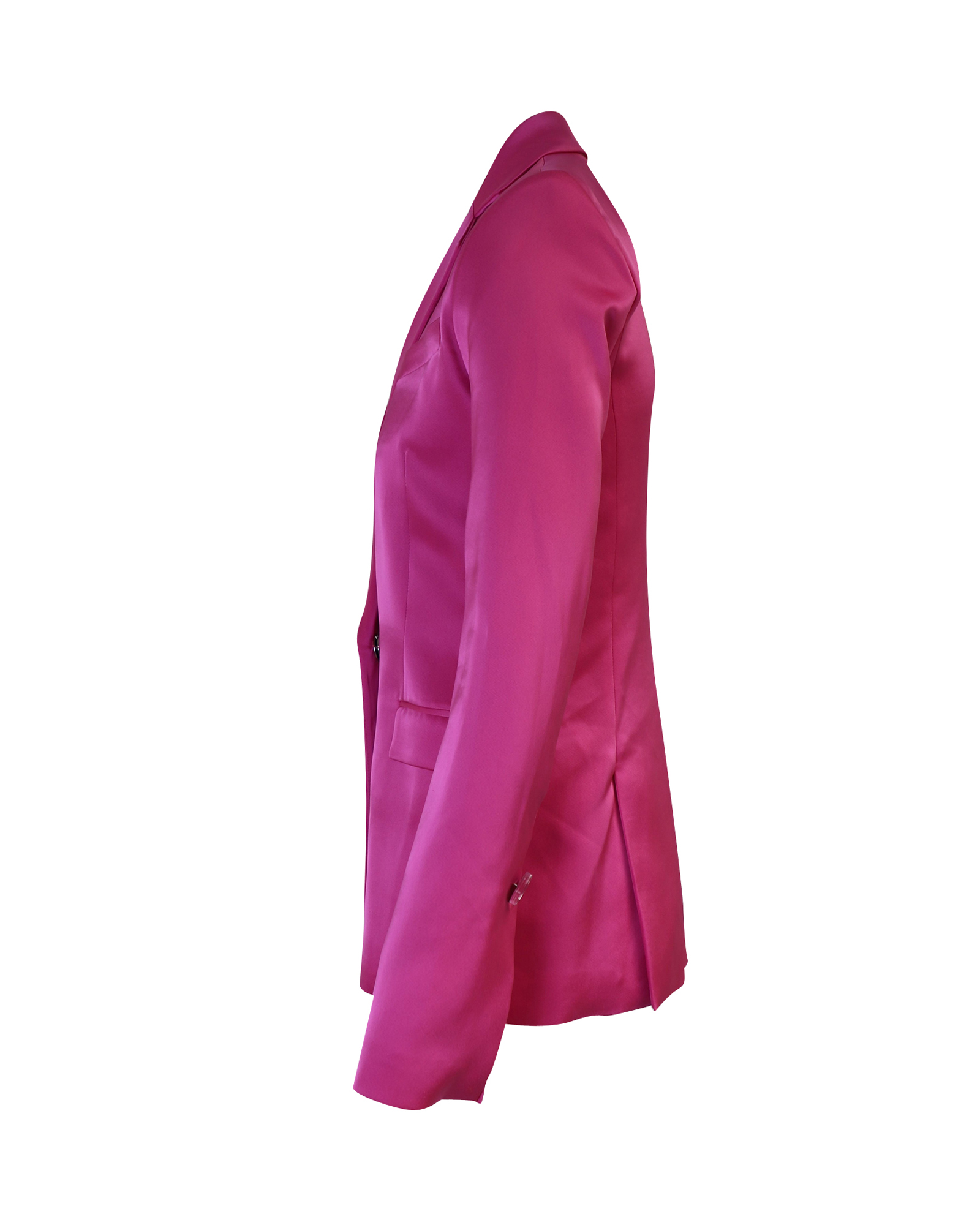 Preowned David Koma Hot Pink Double-Breasted Satin Blazer Size XS cellulose fibre/acetate