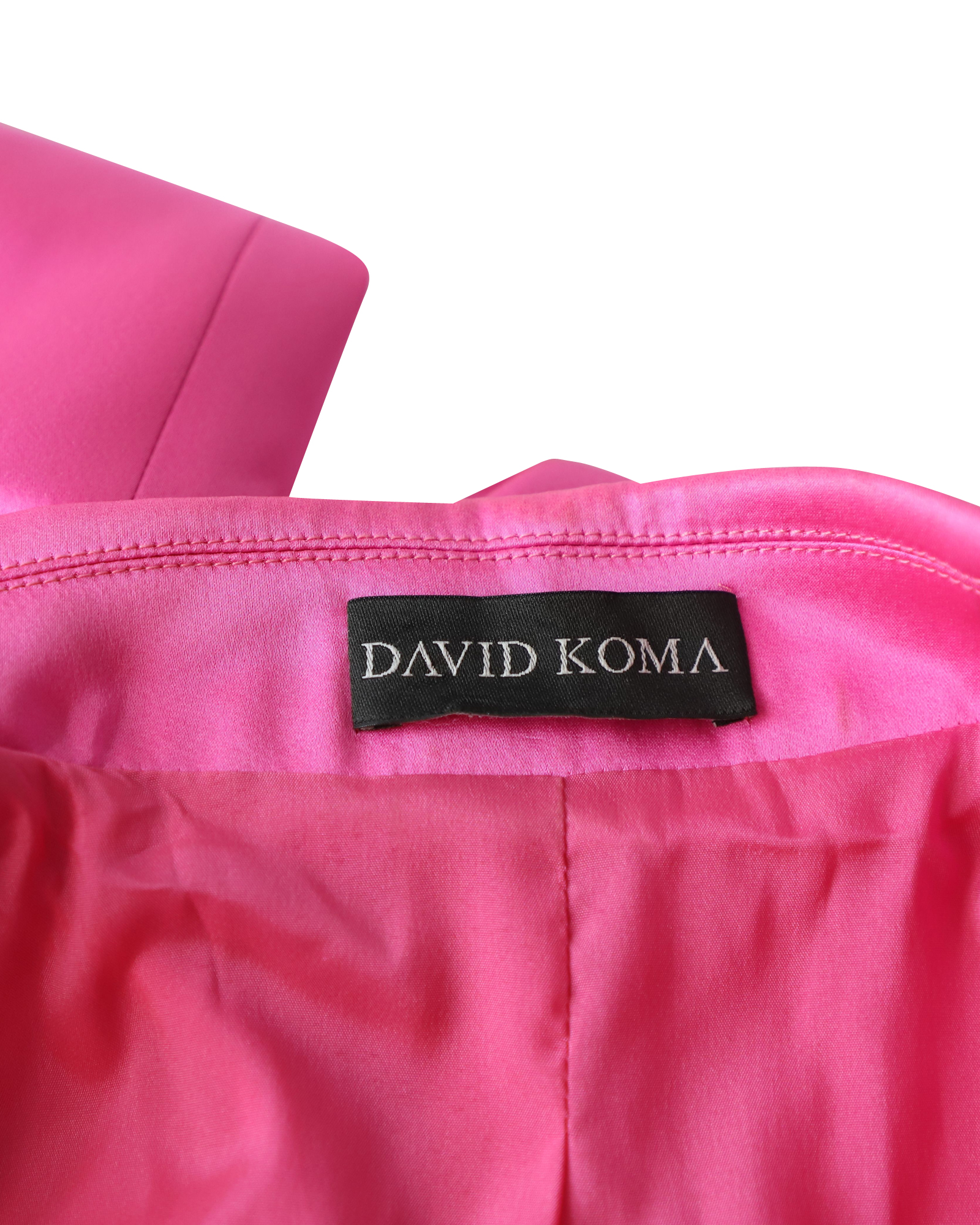 Preowned David Koma Hot Pink Double-Breasted Satin Blazer Size XS cellulose fibre/acetate