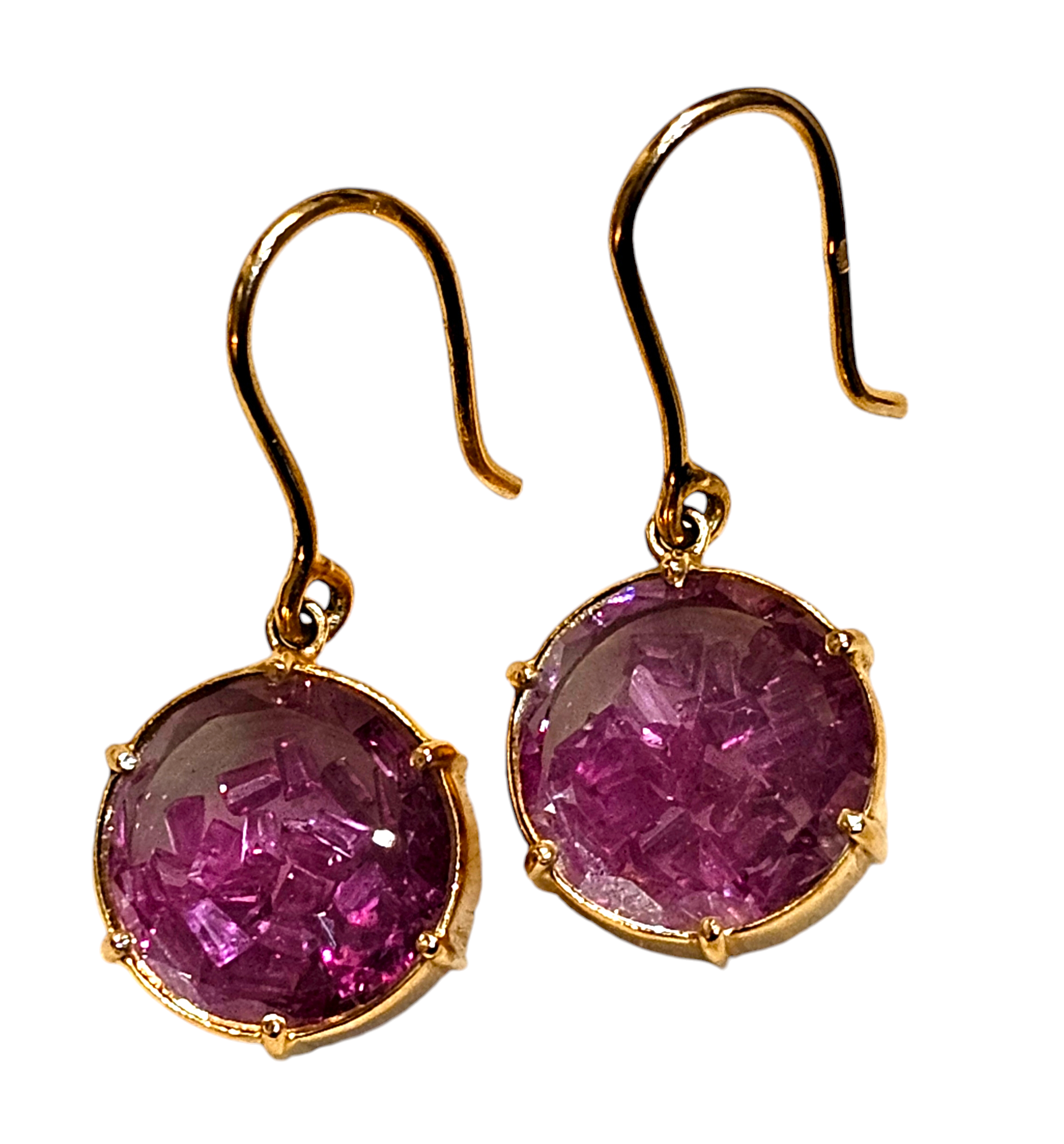 Preowned Bespoke 18ct Gold Pink Sapphire Earrings ct gold/pink sapphire