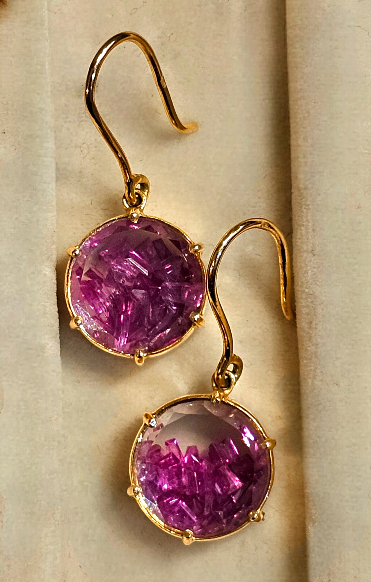 Preowned Bespoke 18ct Gold Pink Sapphire Earrings ct gold/pink sapphire