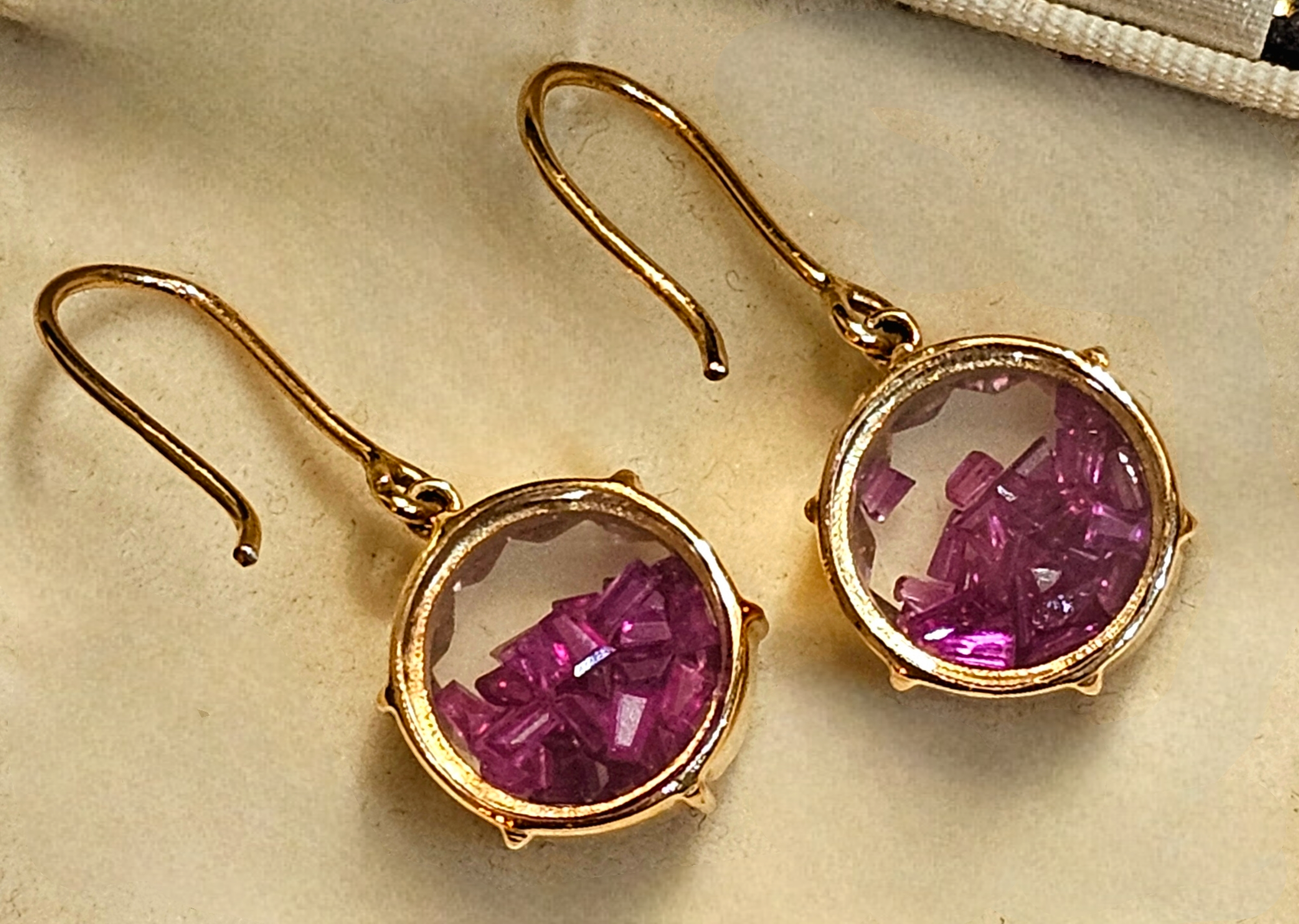 Preowned Bespoke 18ct Gold Pink Sapphire Earrings ct gold/pink sapphire