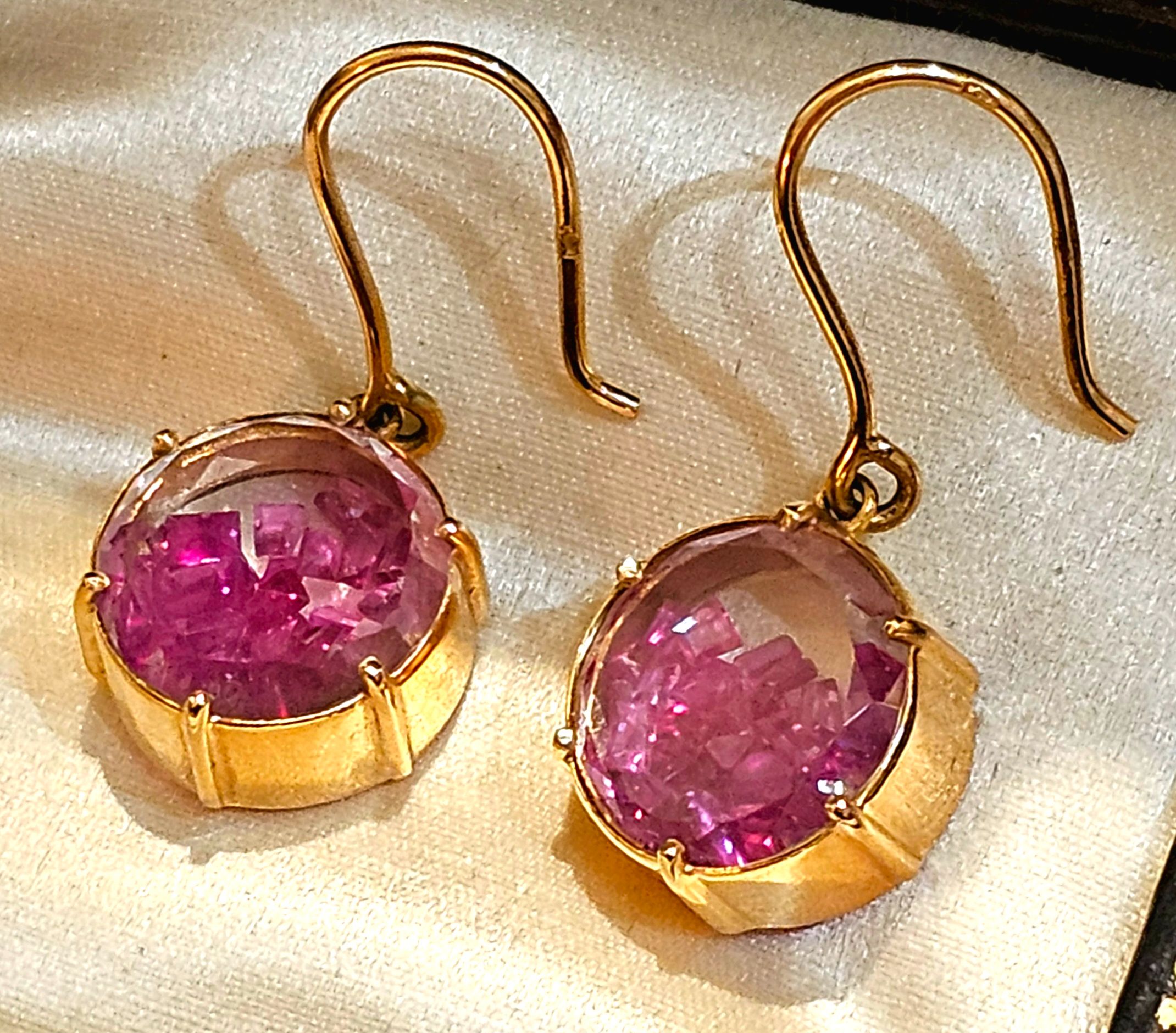 Preowned Bespoke 18ct Gold Pink Sapphire Earrings ct gold/pink sapphire