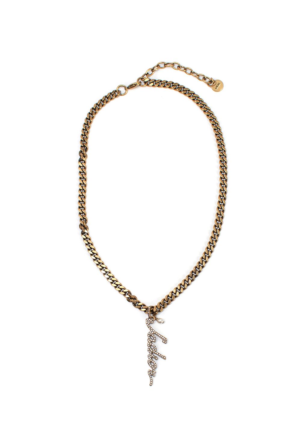 Dior Gold Tone Crystal Jadior Necklace metal