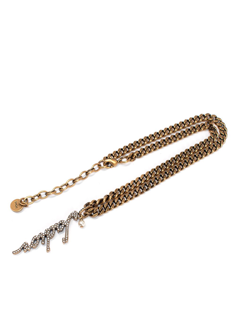 Dior Gold Tone Crystal Jadior Necklace metal