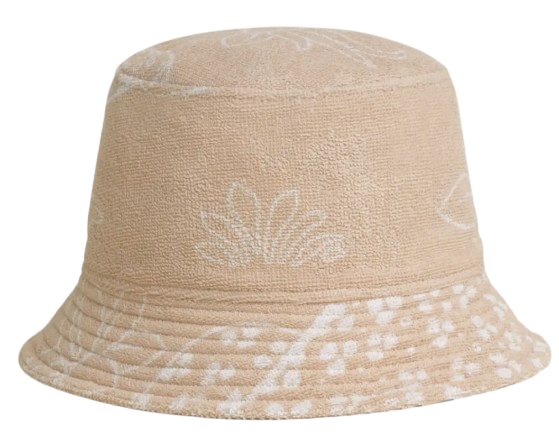 Hermes Beige Gene Les Leopards Terry Towelling Bucket Hat Size M Sand/white cotton towelling