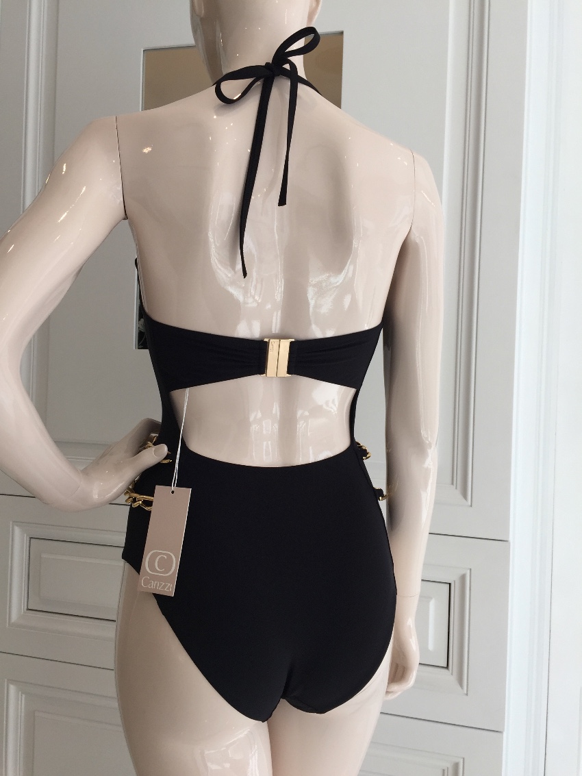 Carizzi Black 'Cocktail' Gold Chain Swimsuit Size XS lycra