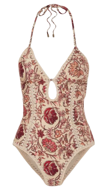 Zimmermann Zimmerman Vitali Keyhole Crochet Swimsuit Size M red beige black polyamide/elastane