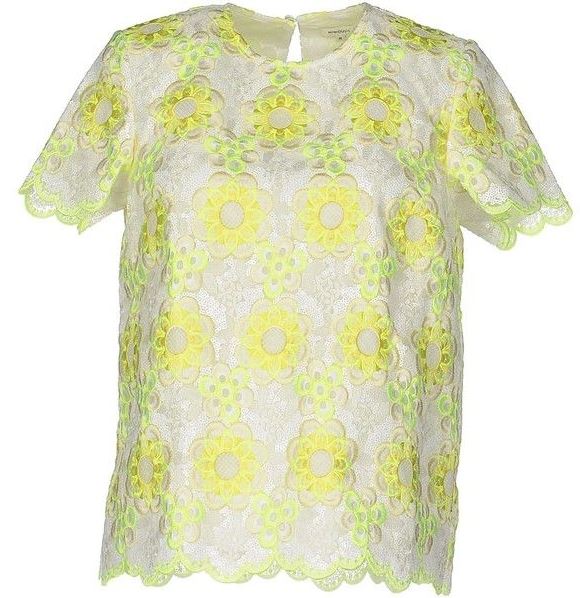 Manoush white  yellow floral lace top Size XS