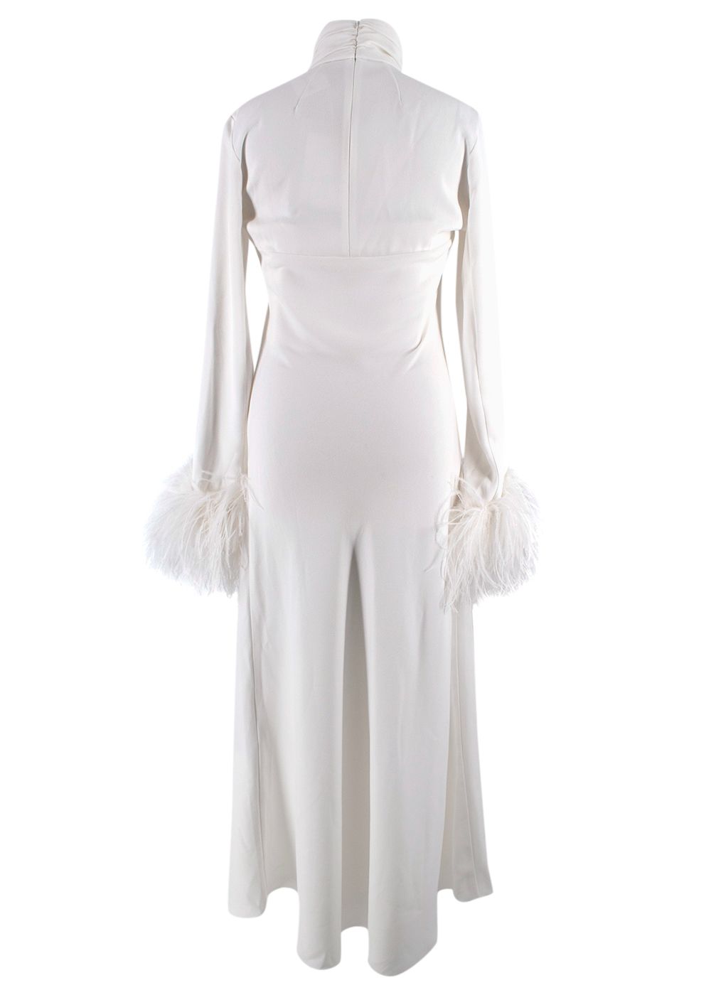 16Arlington White Feather-Trim Odessa Midi Dress Size M polyester