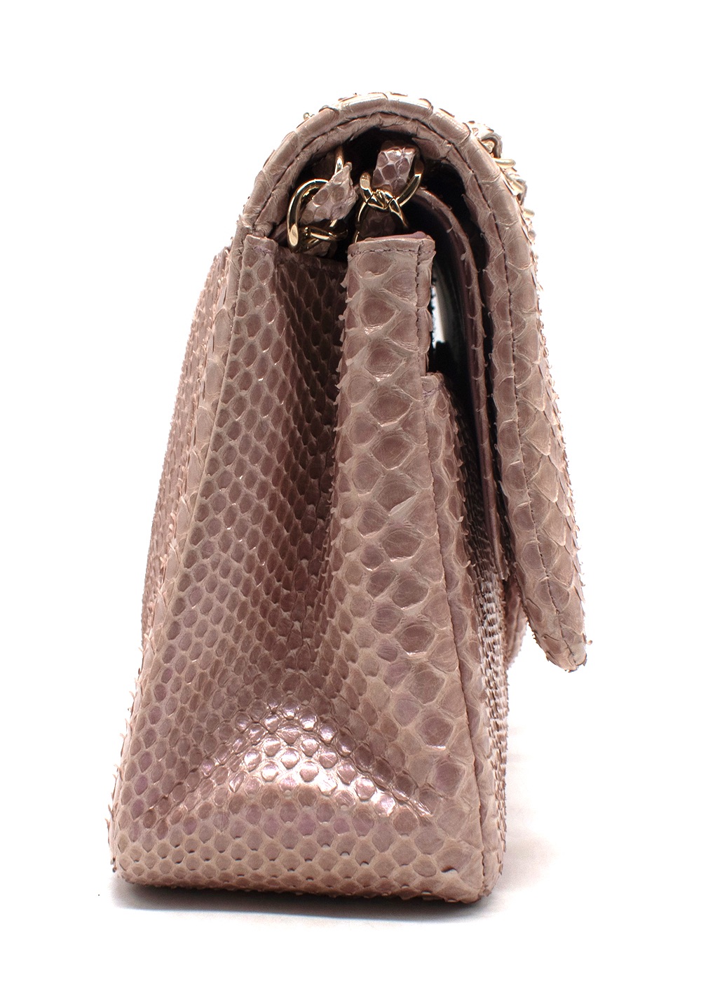 Preowned Chanel Pink Python Jumbo Double Flap Bag Pink Iridescent python leather