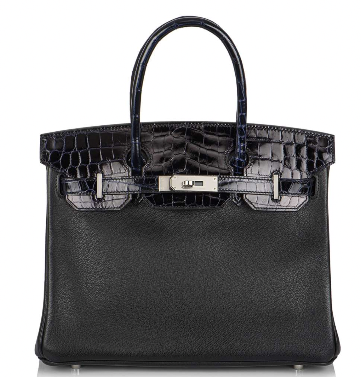 Hermes Bleu Marine  Noir Lisse Birkin Touch 30 PHW