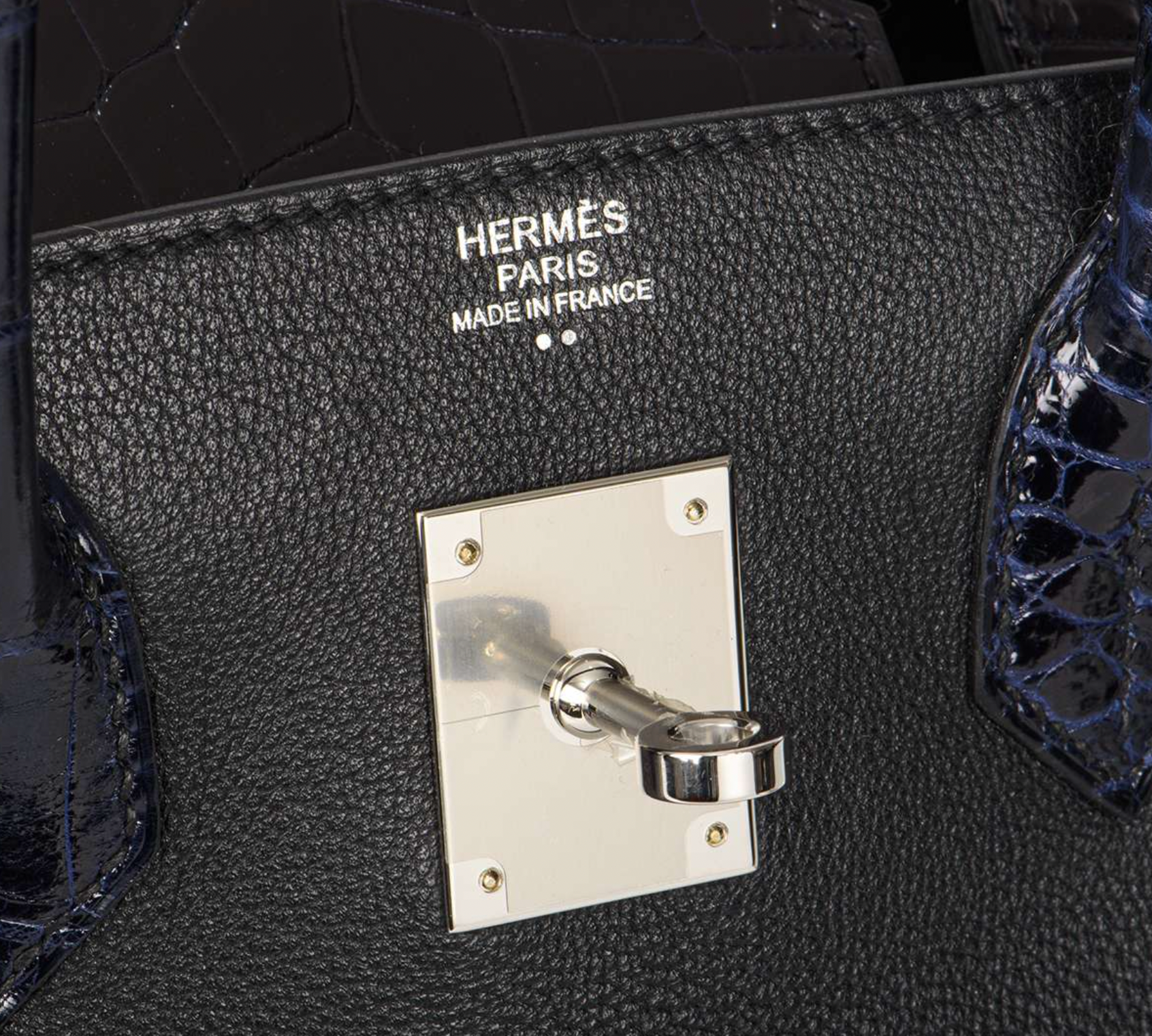 Hermes Bleu Marine  Noir Lisse Birkin Touch 30 PHW