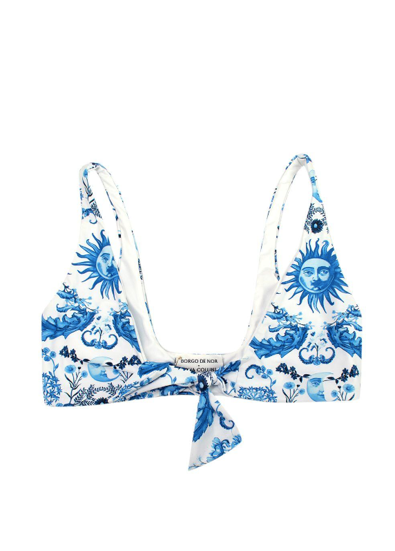 Borgo De Nor Blue Electra Classic  Brief Bikini Size L Blue White polyester