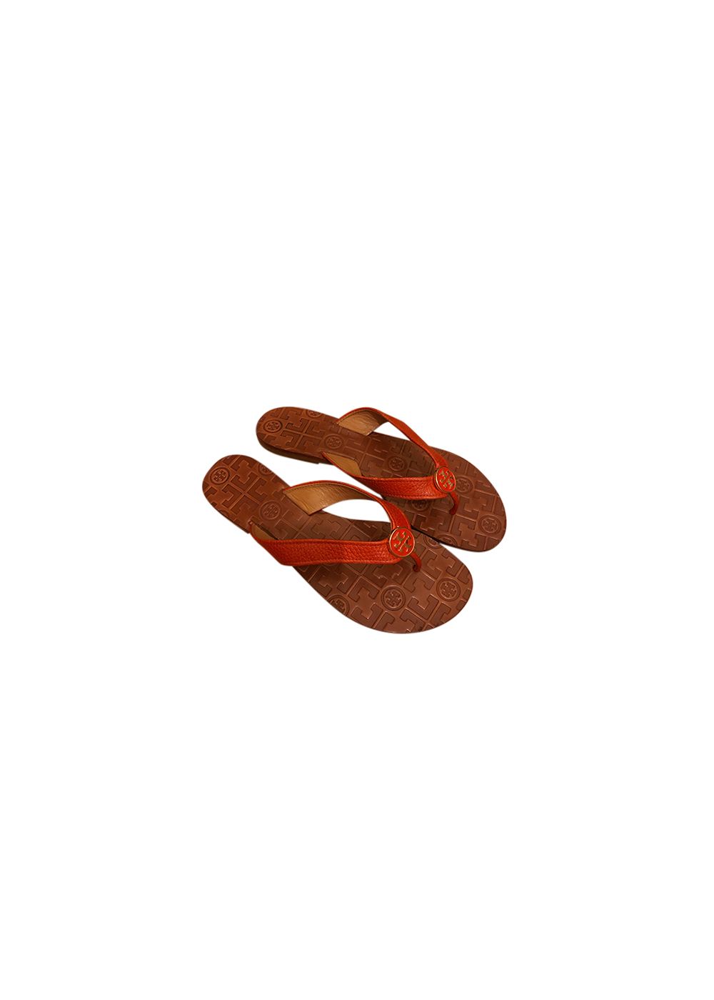 Preowned Tory Burch Orange leather thong sandals Size 375