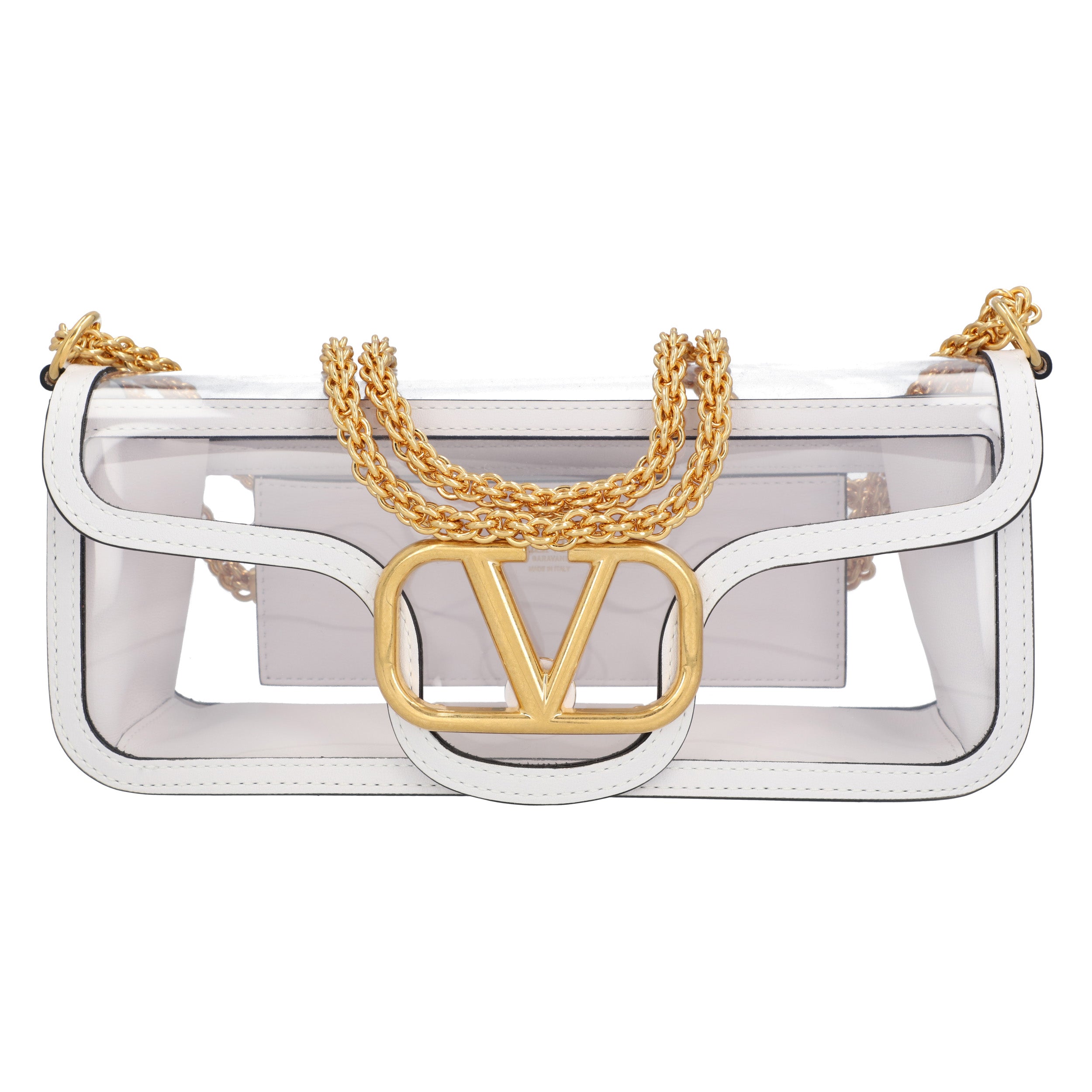 Valentino Transparent Locò Shoulder Bag white | white leather