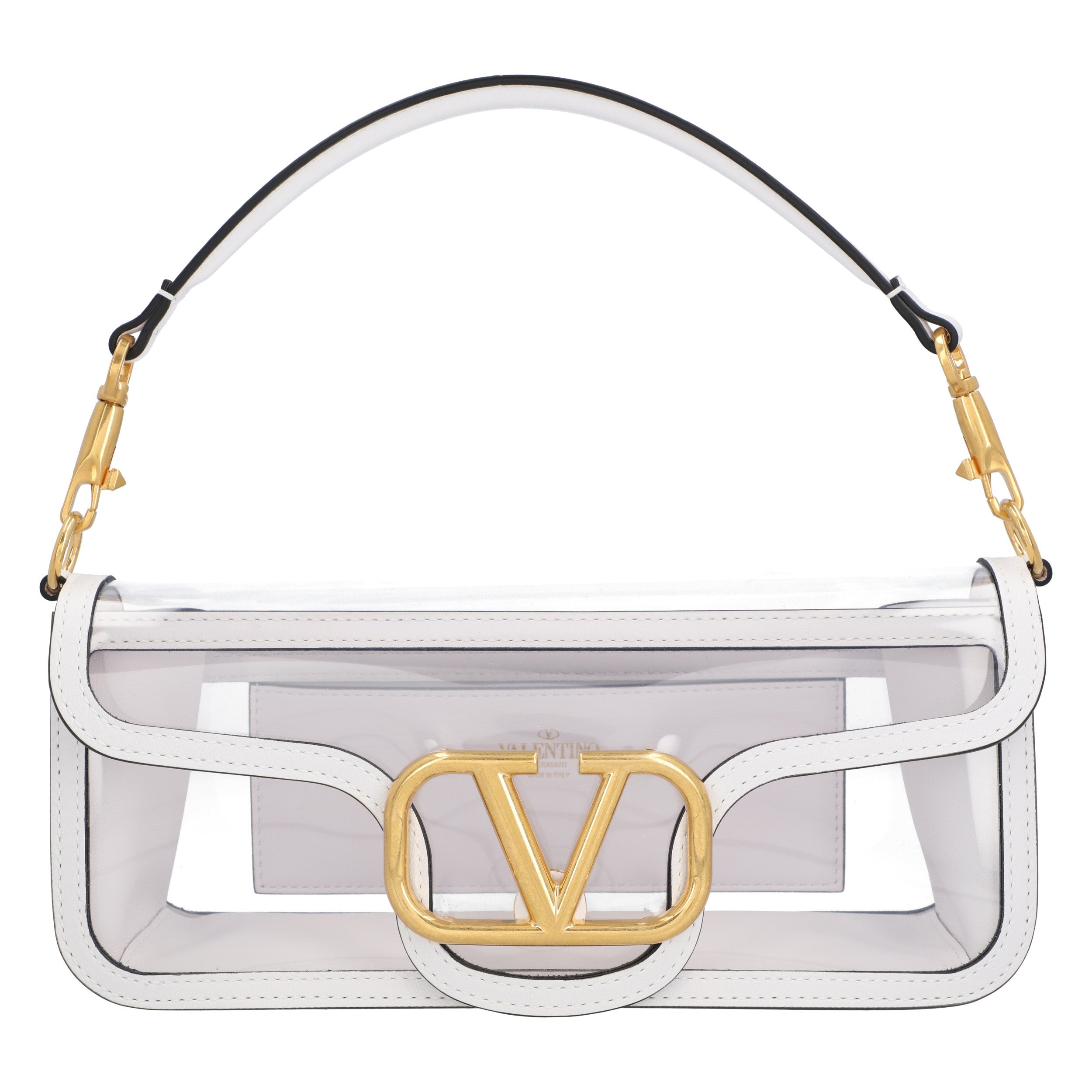 Valentino Transparent Locò Shoulder Bag white | white leather