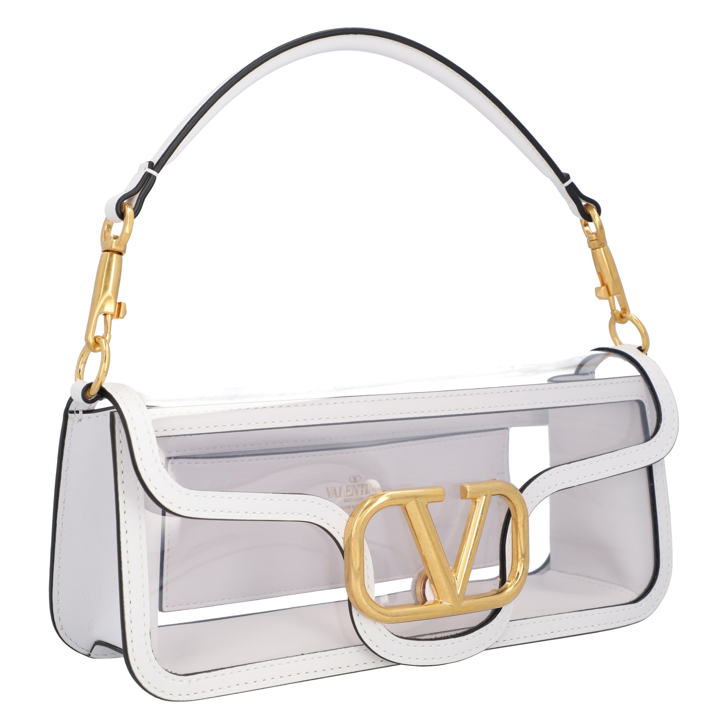 Valentino Transparent Locò Shoulder Bag white | white leather