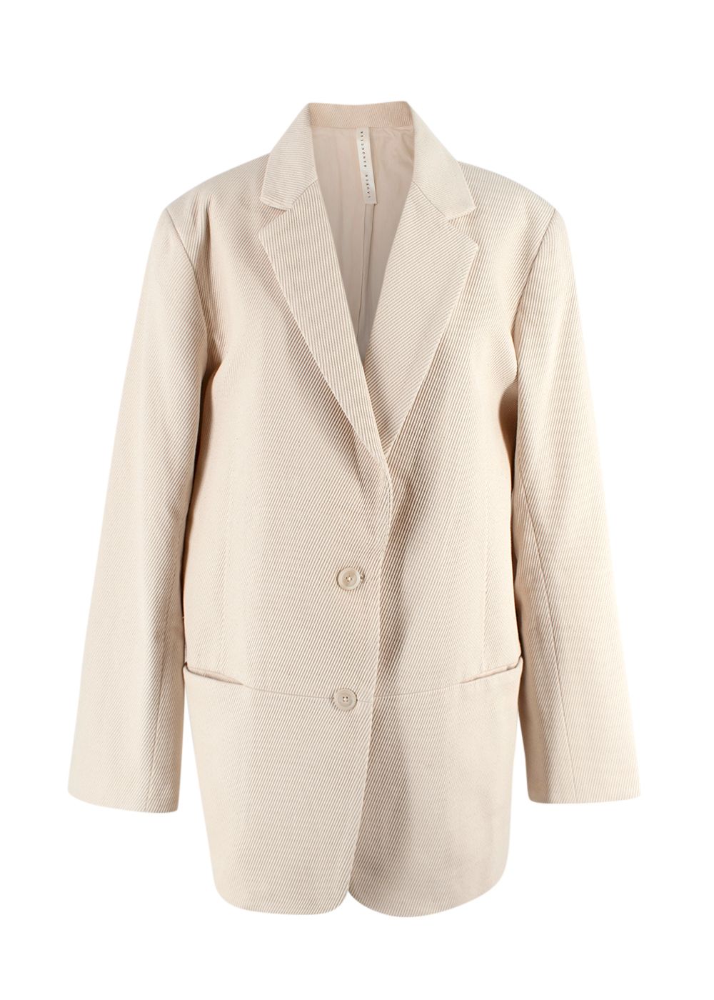 Lauren Manoogian Cream Ribbed Single Breasted Blazer and Trouser Suit Size XS cotton