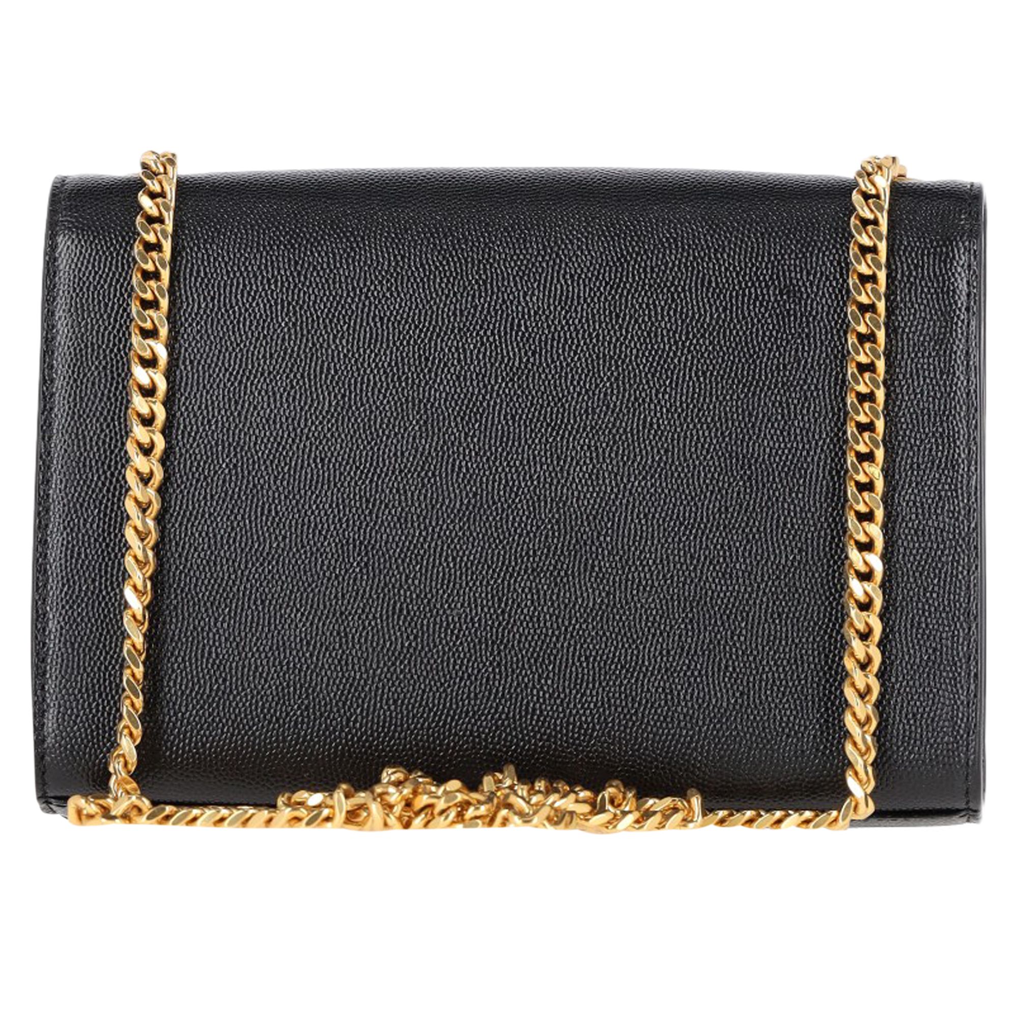 Preowned Saint Laurent Black Small Kate Monogram Chain Shoulder Bag leather/calfskin leather