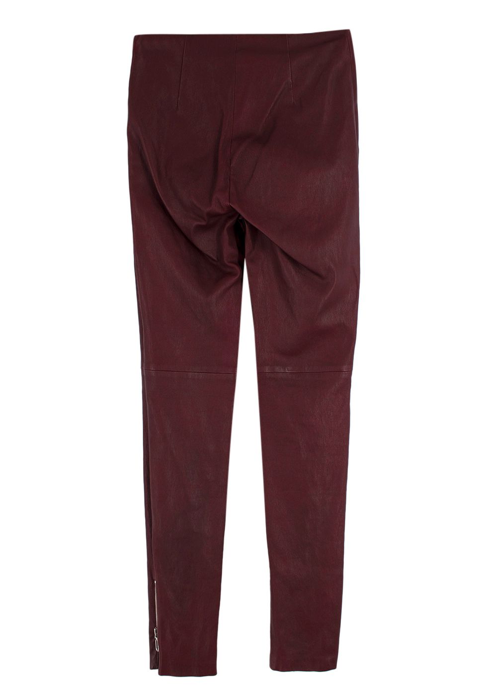 Dior Burgundy Stretch Leather Leggings Size S cotton