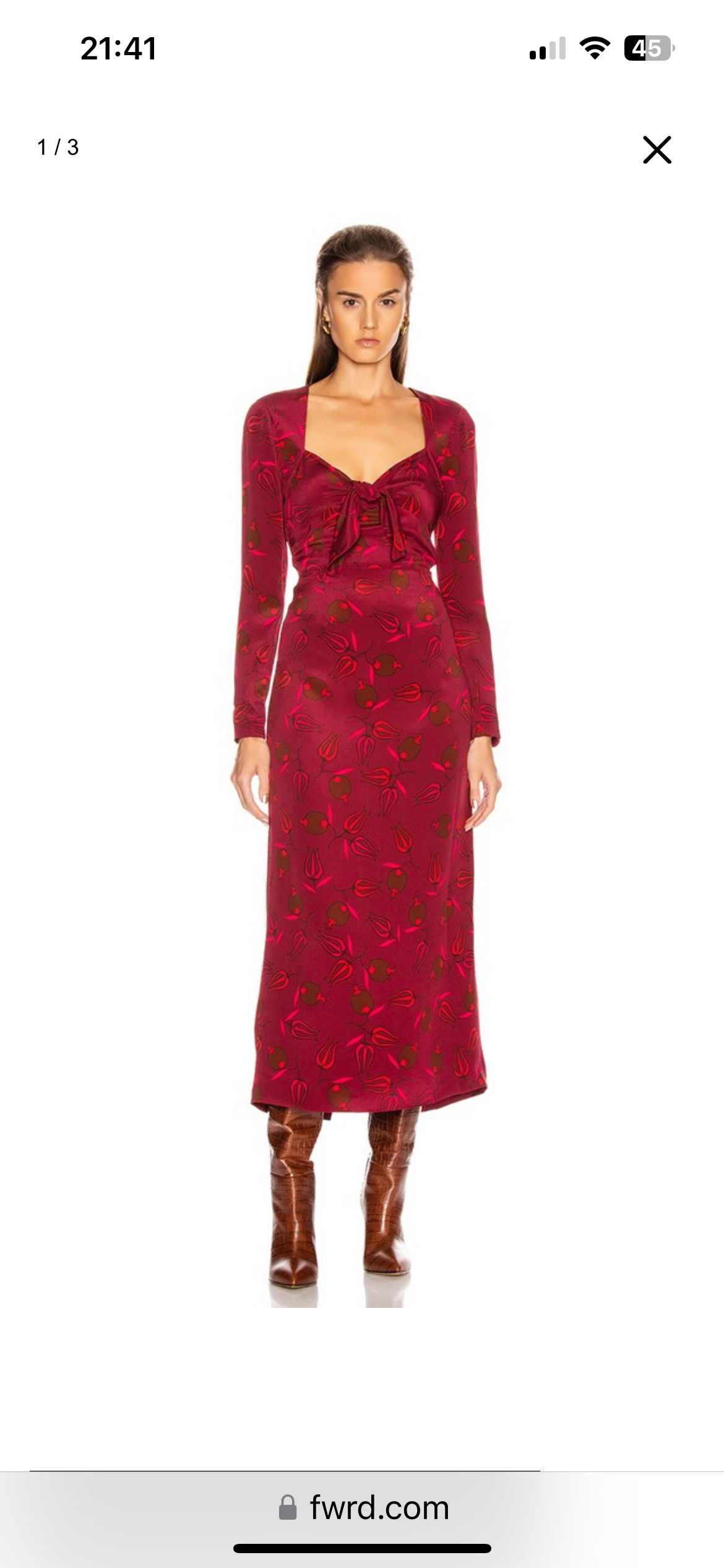 Rebecca de Ravenel Red Long Sleeve Zaza Dress Size M silk