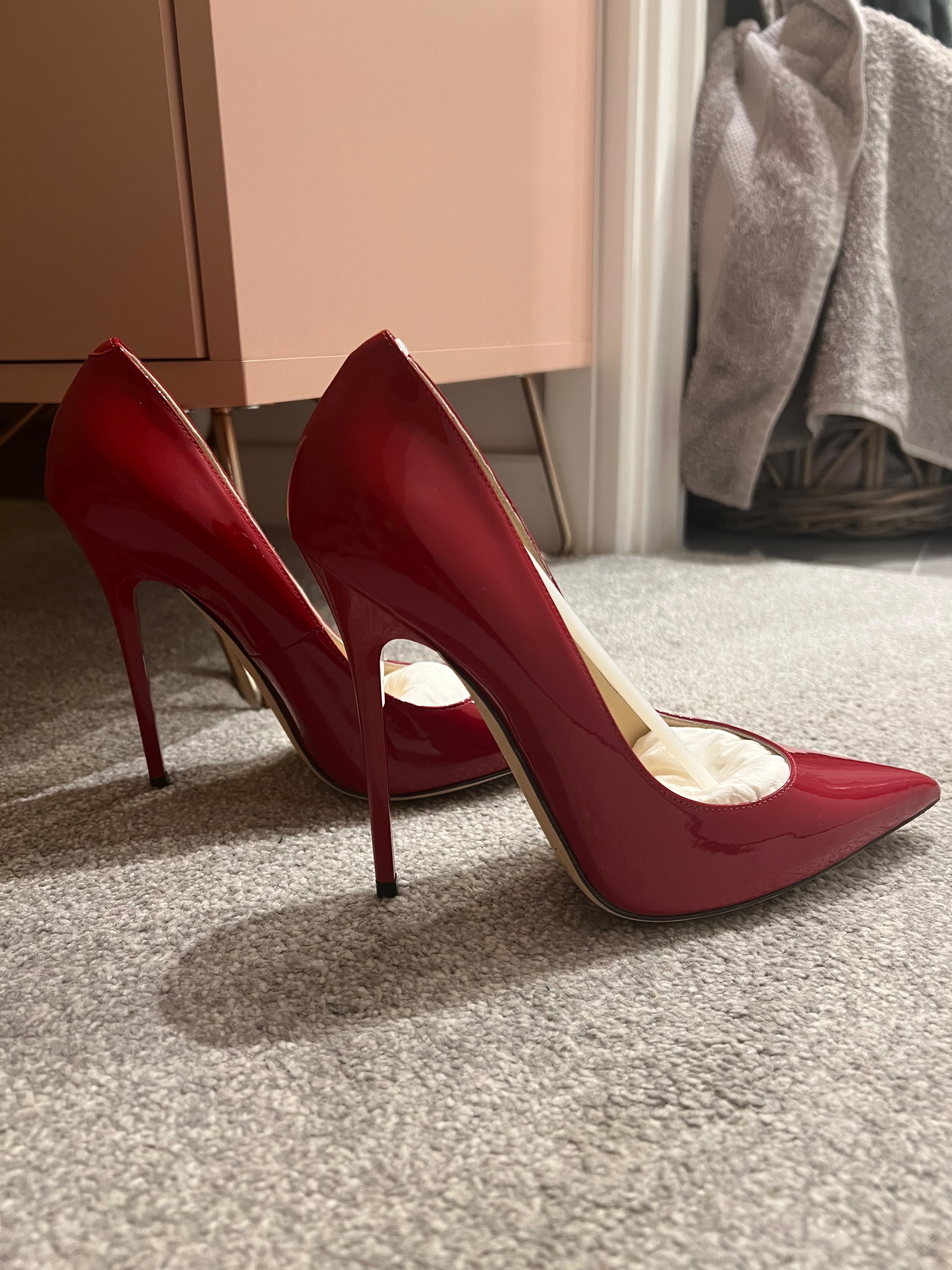 Preowned Jimmy Choo Red Patent Anouk 120mm Pumps Size 365 leather