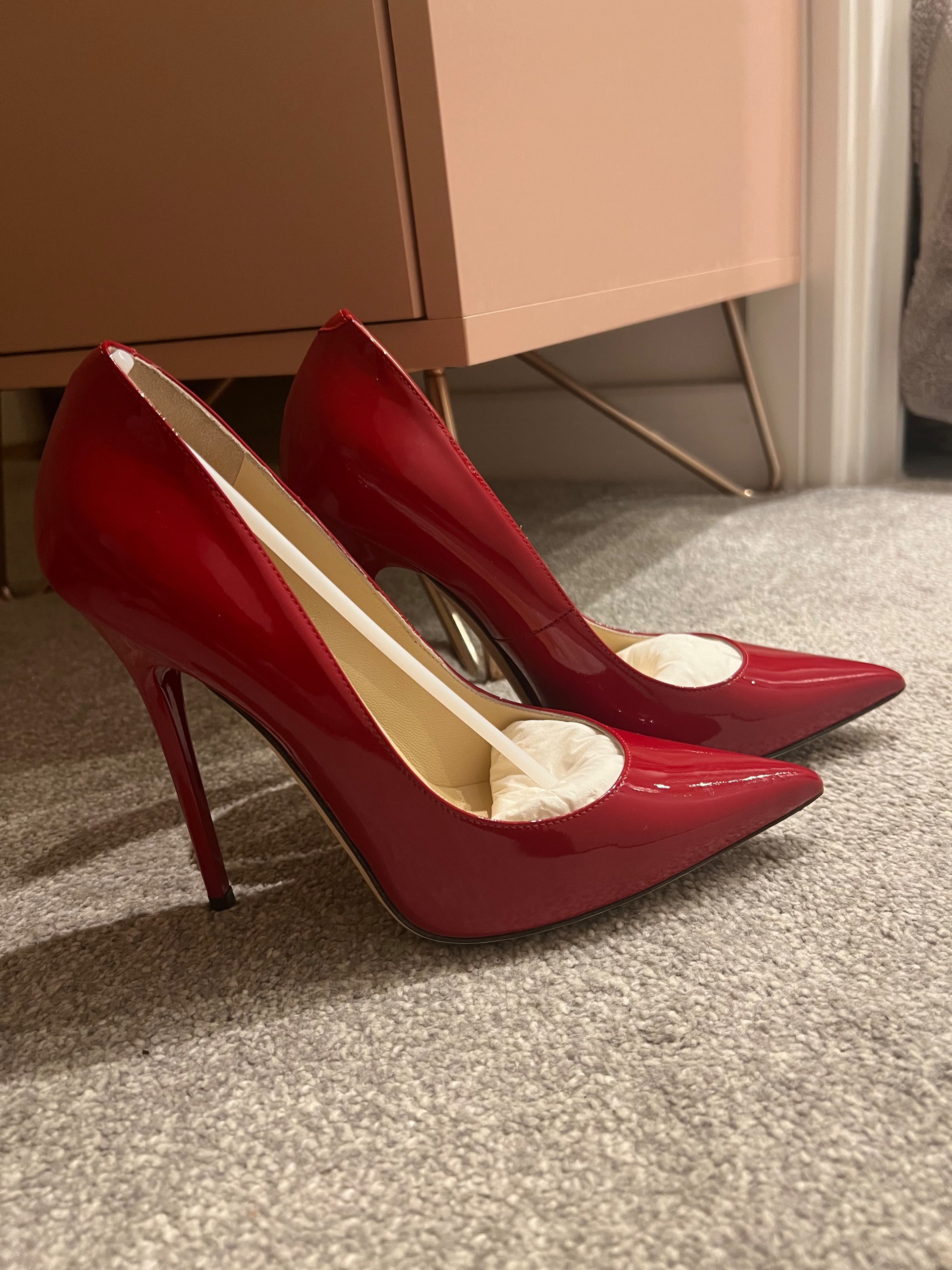 Preowned Jimmy Choo Red Patent Anouk 120mm Pumps Size 365 leather