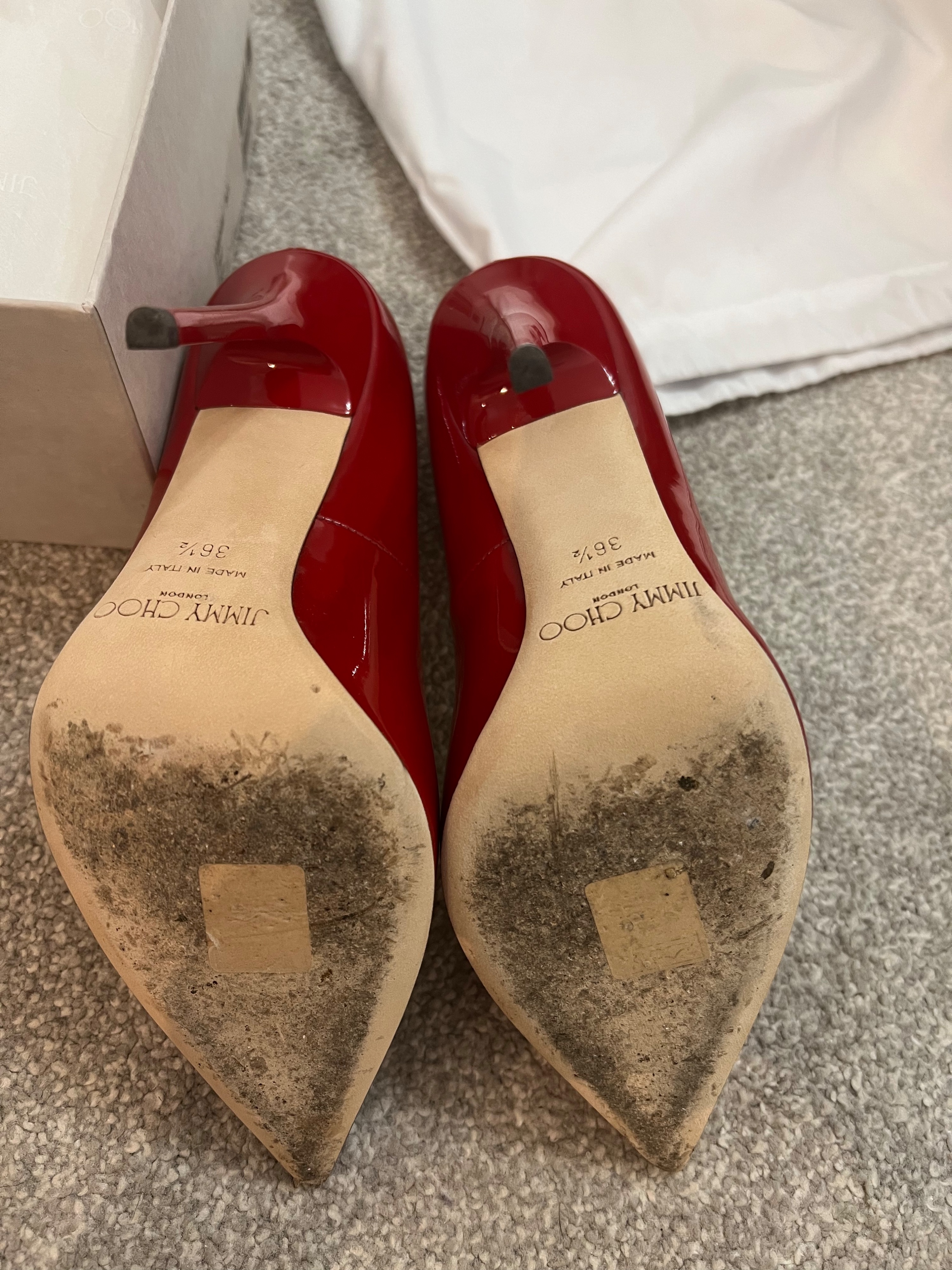 Preowned Jimmy Choo Red Patent Anouk 120mm Pumps Size 365 leather