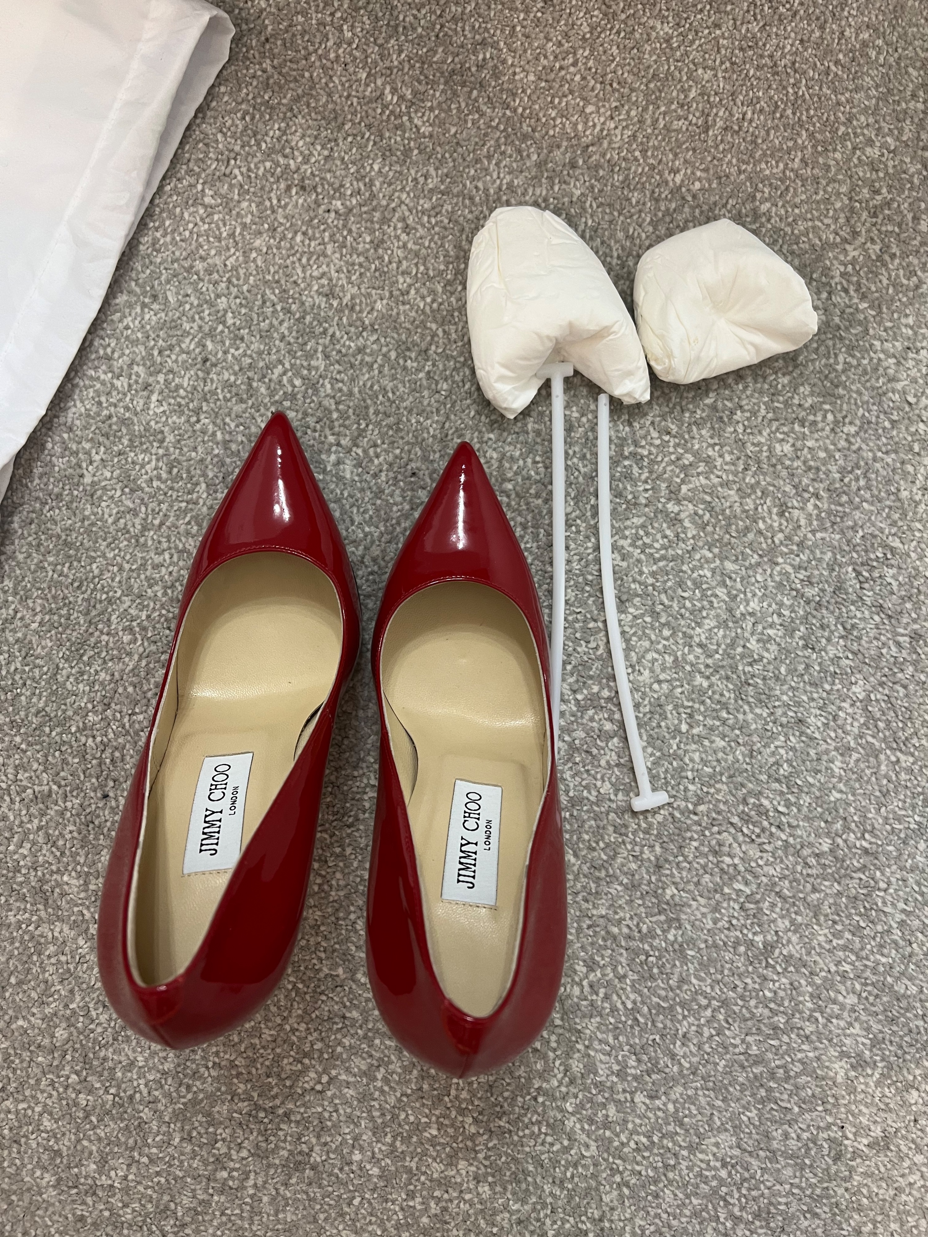 Preowned Jimmy Choo Red Patent Anouk 120mm Pumps Size 365 leather