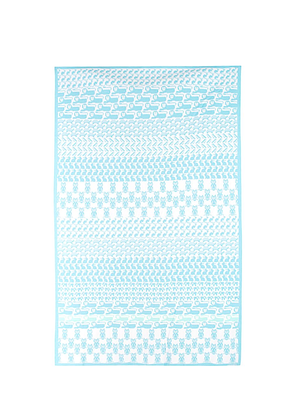 Boys Hermes Turquoise Animaux Pixel Print Baby Blanket  Hermy Plush Blue and White cotton